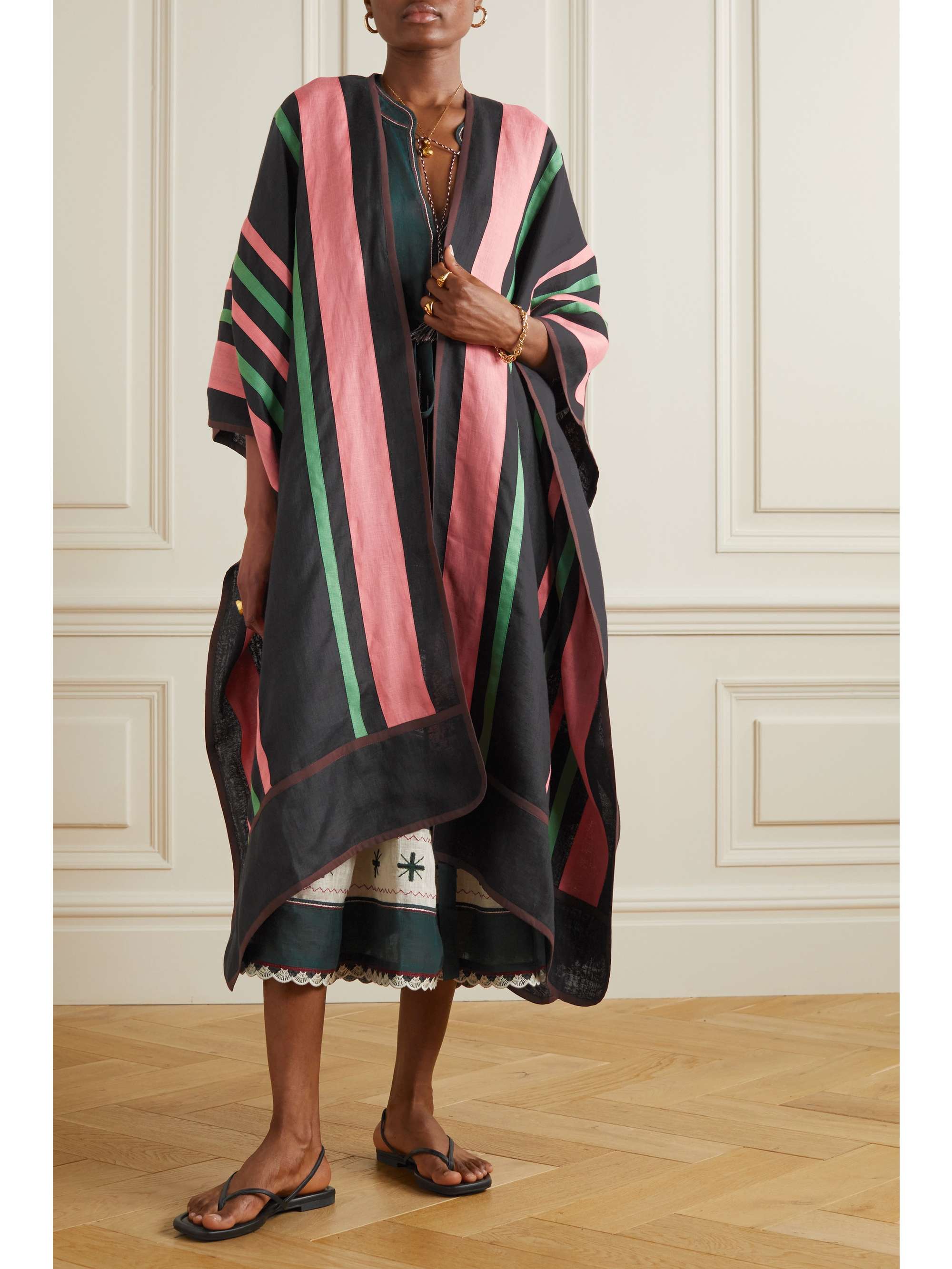 VITA KIN Ola striped linen cape