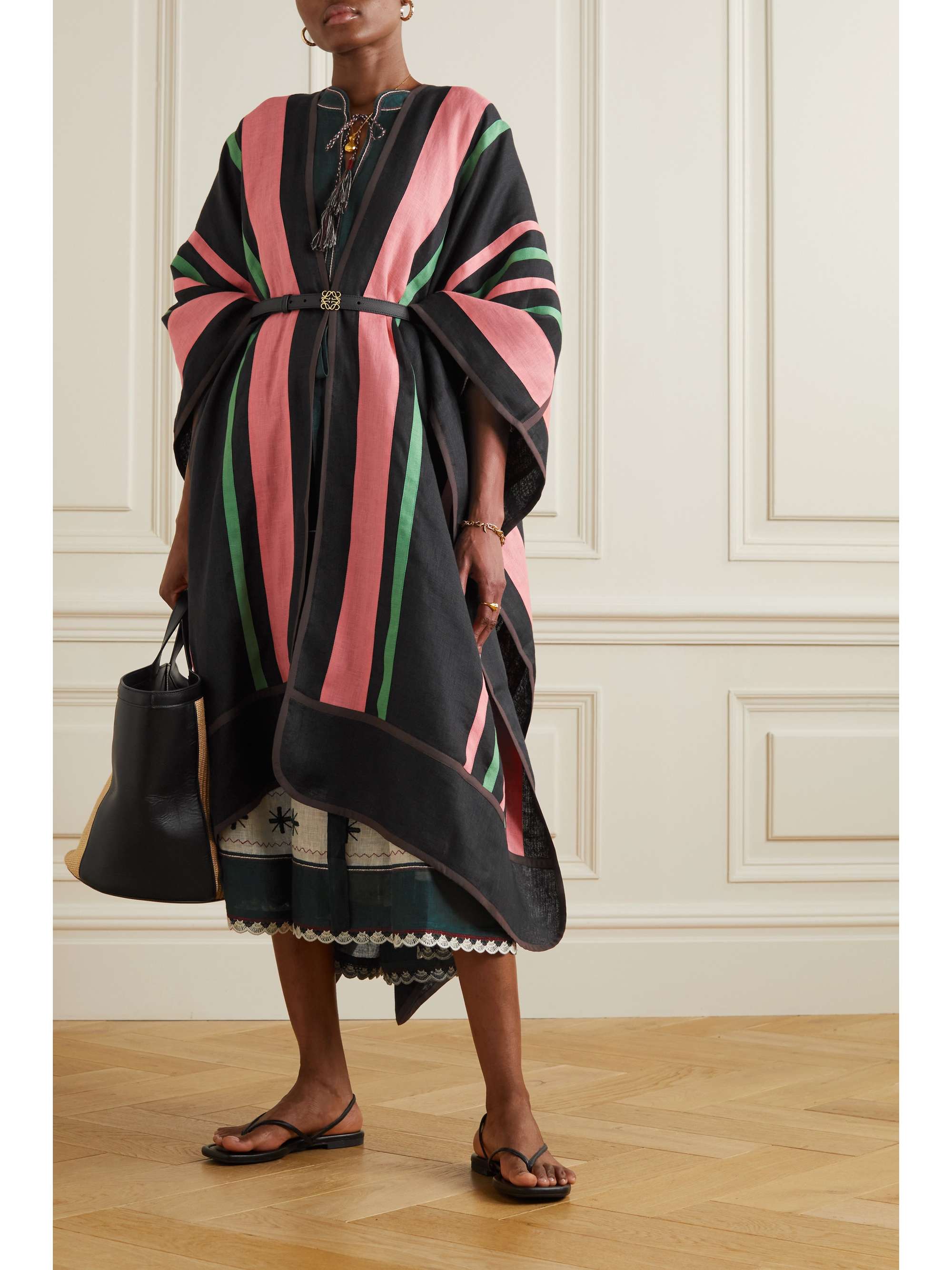 VITA KIN Ola striped linen cape