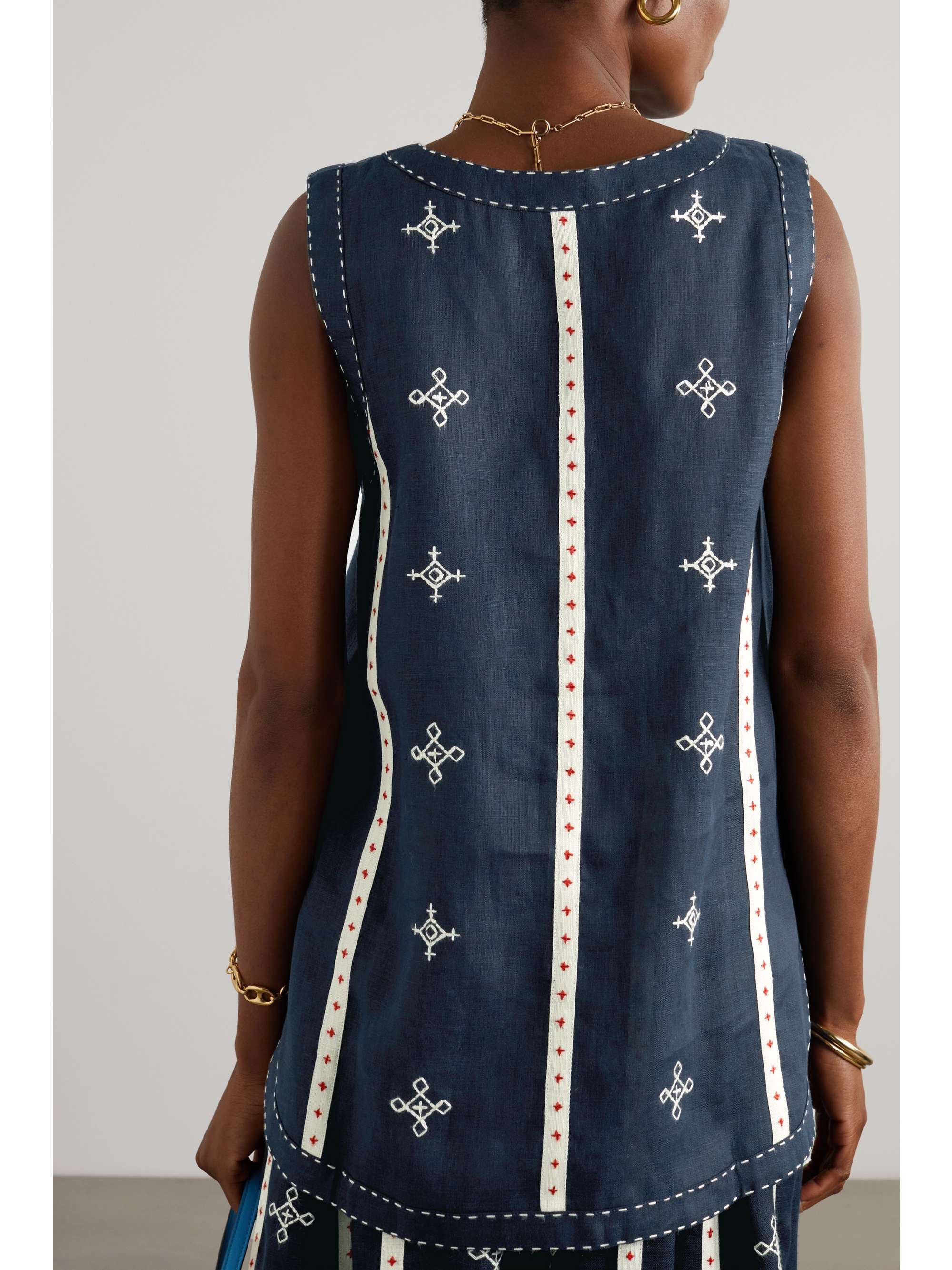 VITA KIN Gera embroidered linen top