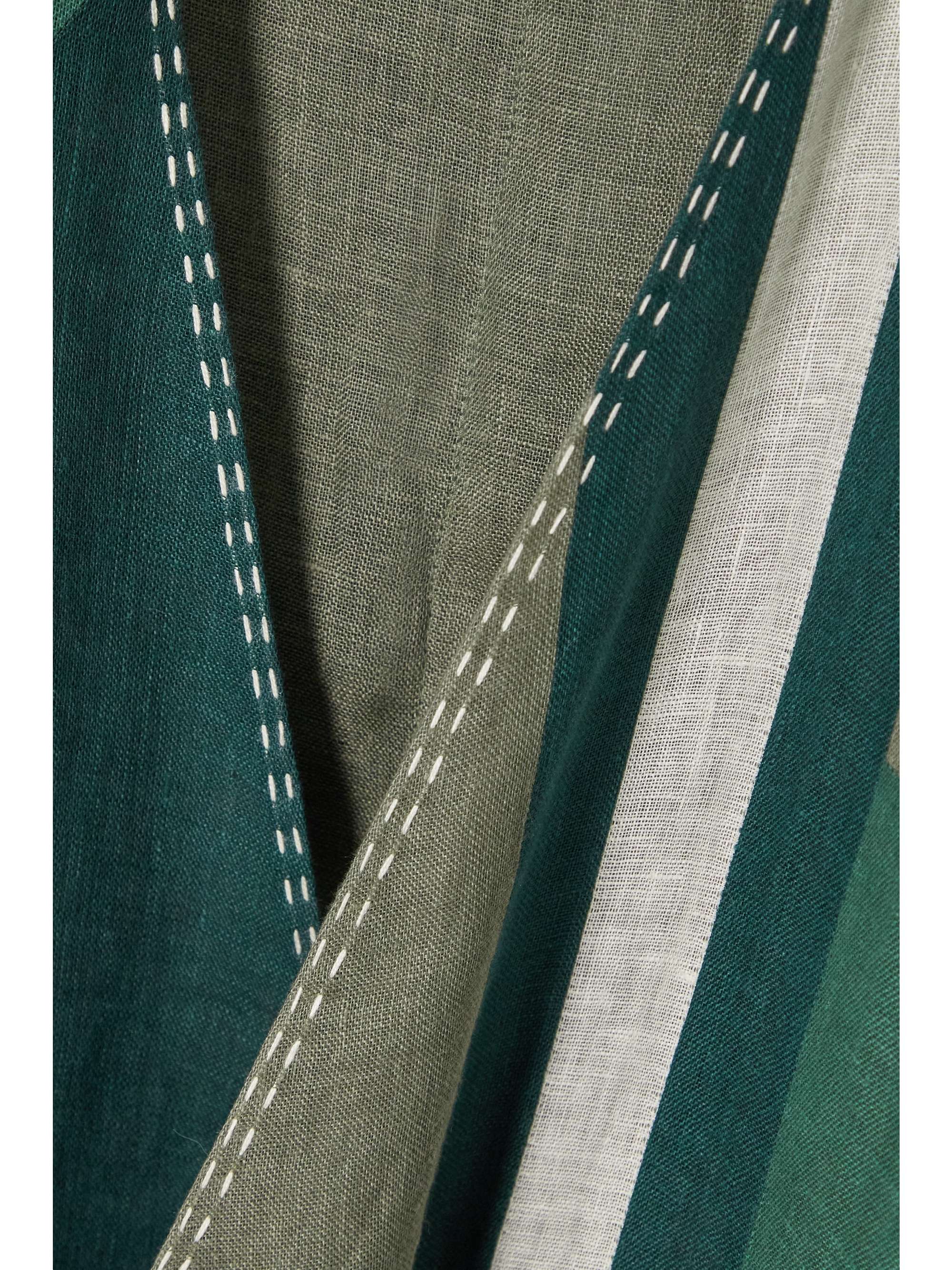 VITA KIN Yoko embroidered color-block linen wrap dress