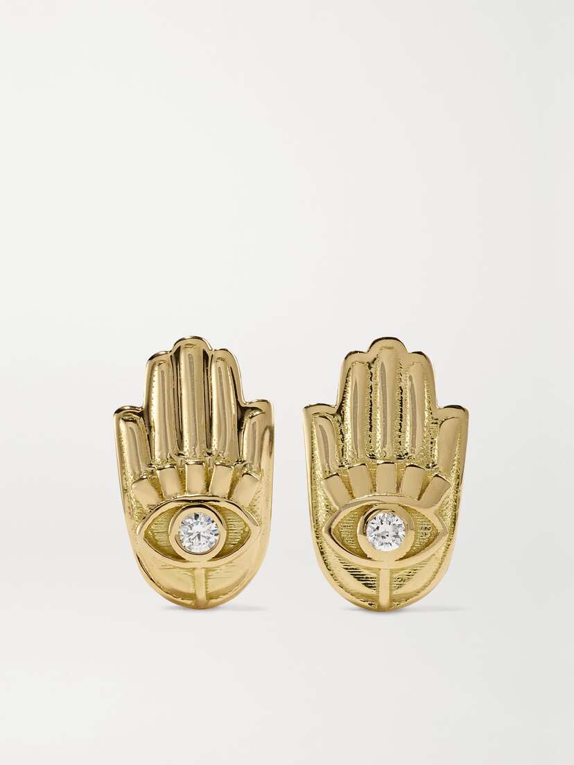 Brent Neale Hamsa 18-karat Gold Diamond Earrings
