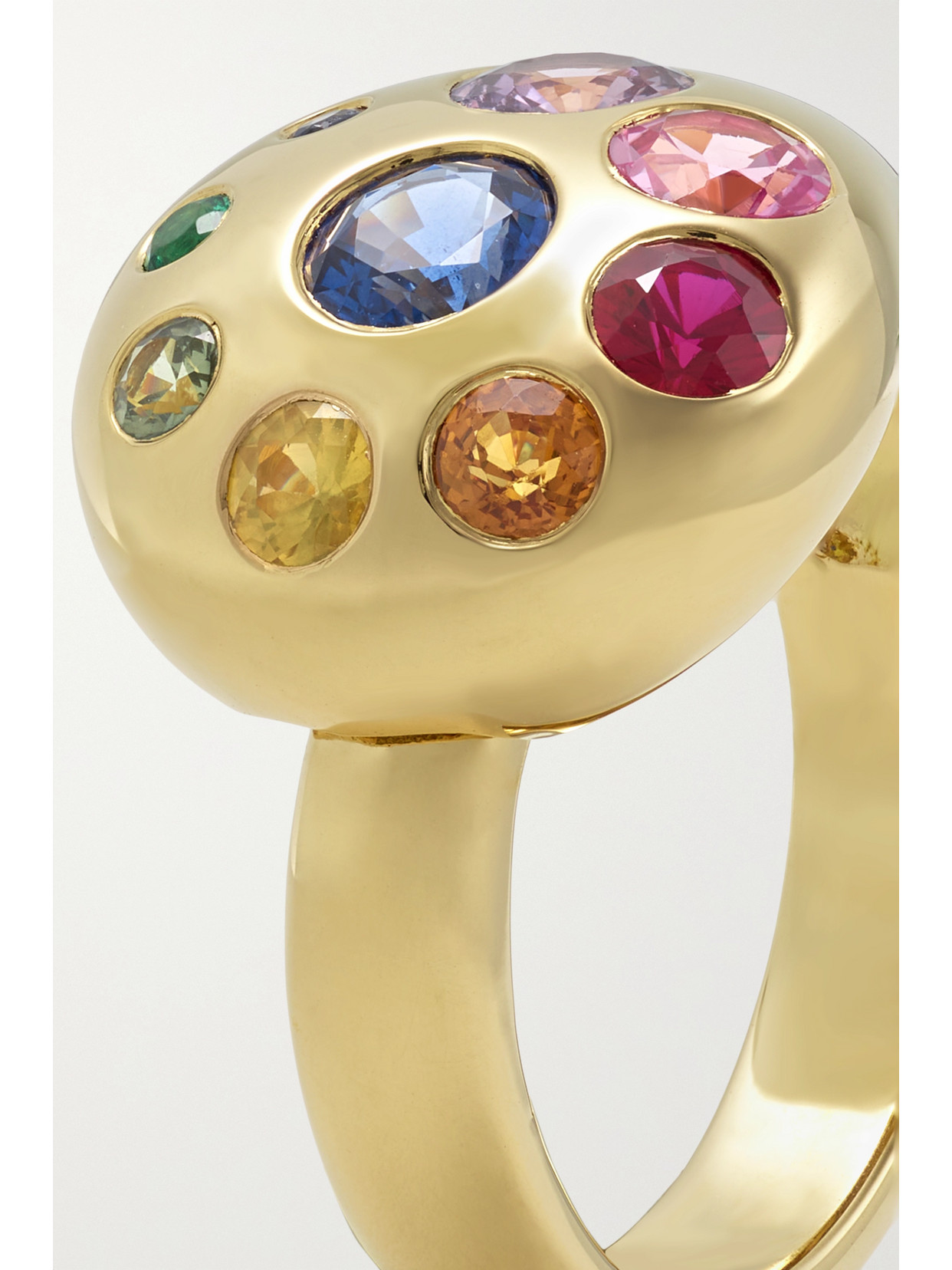 Shop Brent Neale Large Petal 18-karat Gold, Sapphire And Emerald Ring