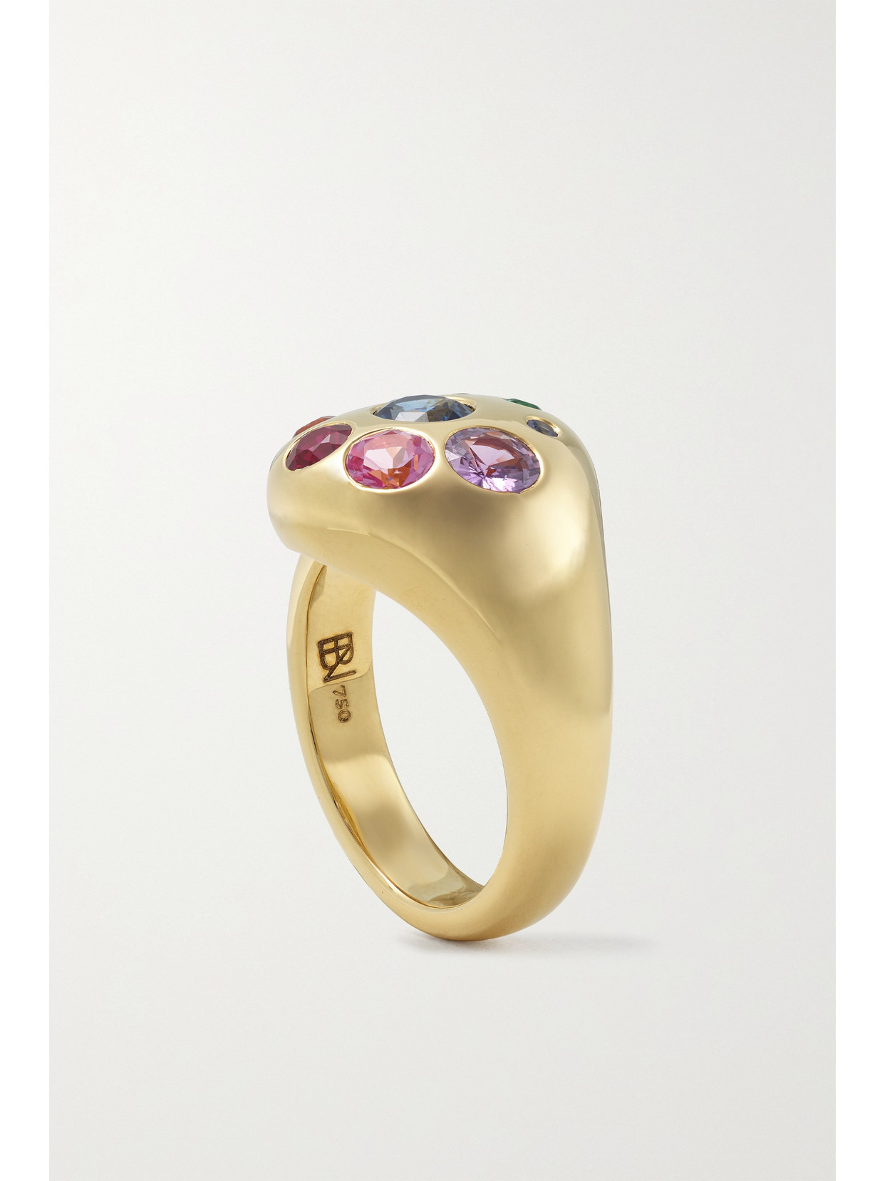 Shop Brent Neale Large Petal 18-karat Gold, Sapphire And Emerald Ring