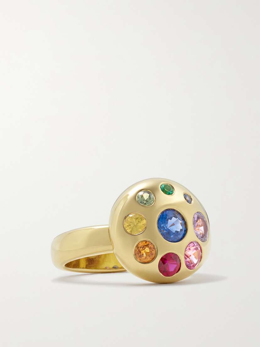 Brent Neale Large Petal 18-karat Gold, Sapphire And Emerald Ring