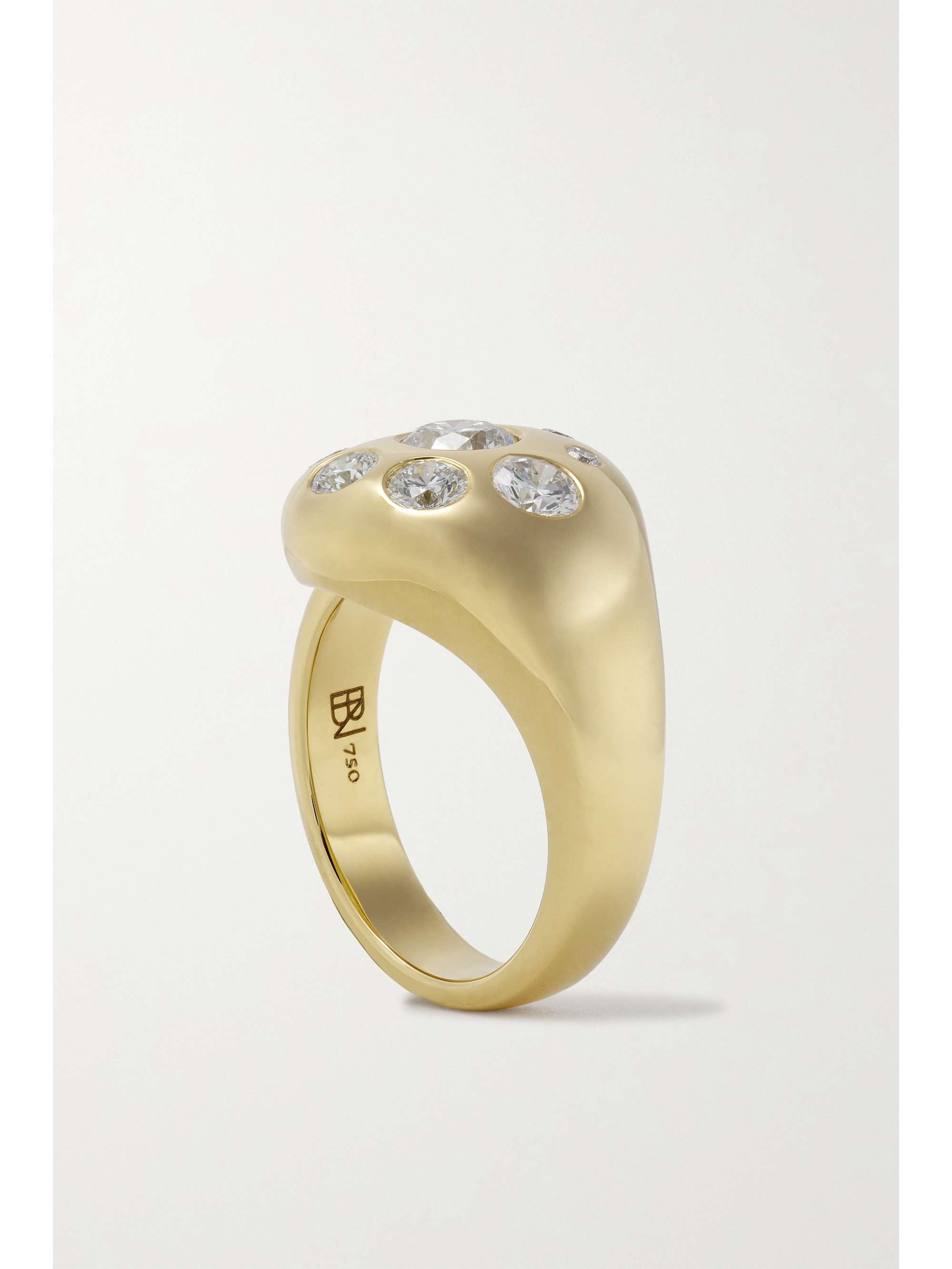 BRENT NEALE Large Petal 18-karat gold, sapphire and emerald ring