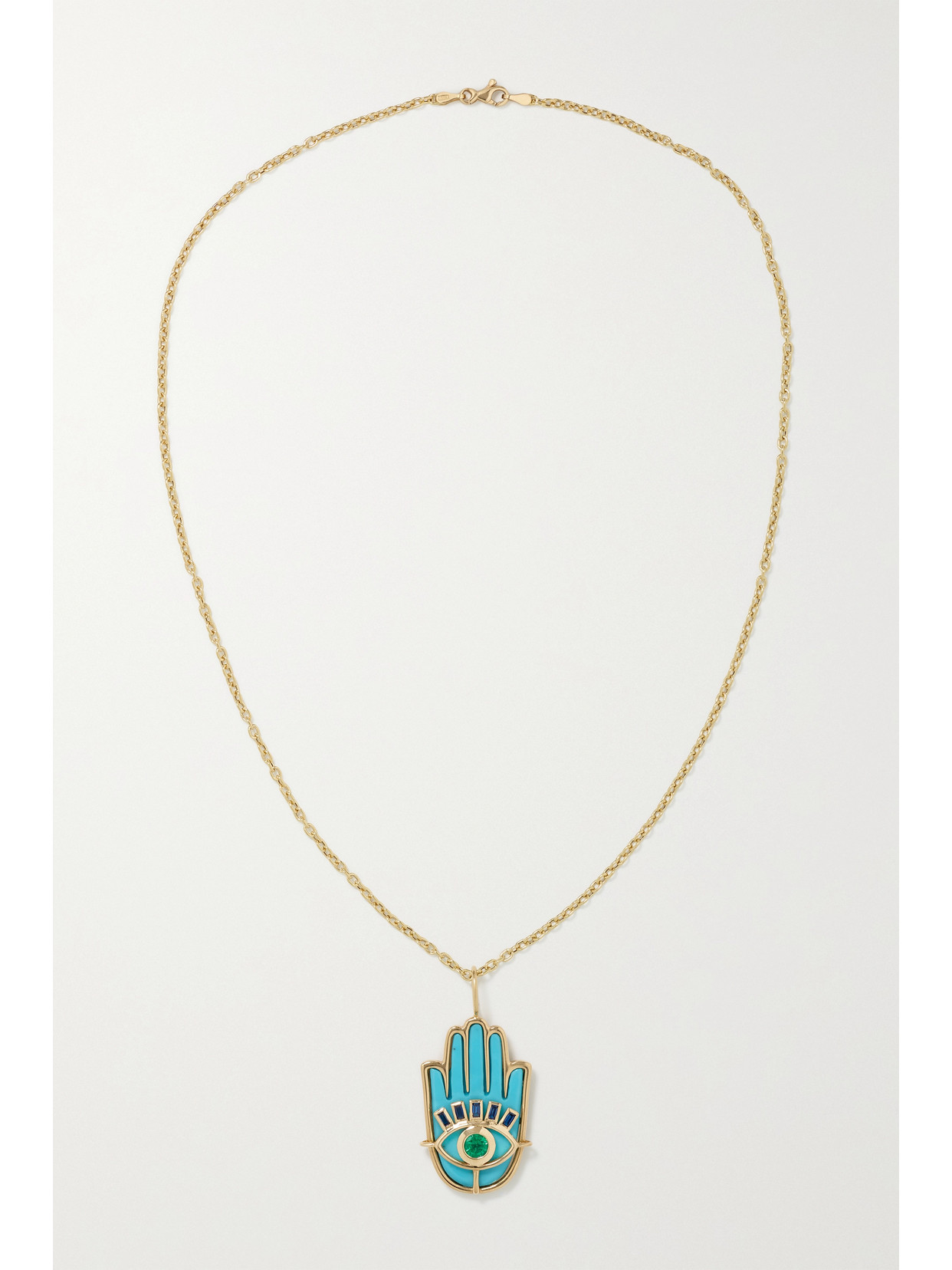 Brent Neale Hamsa 18-karat Gold Multi-stone Necklace In Gold