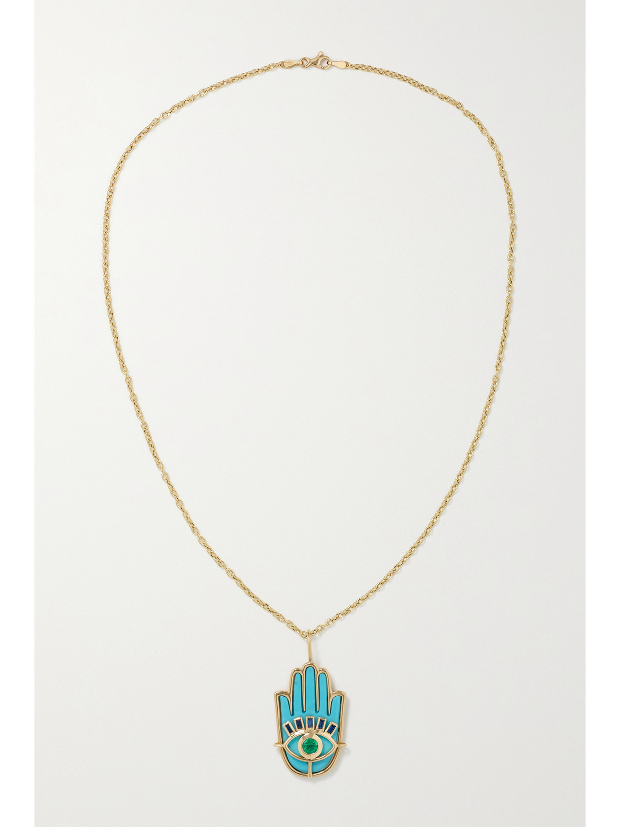 Shop Brent Neale Hamsa 18-karat Gold Multi-stone Necklace