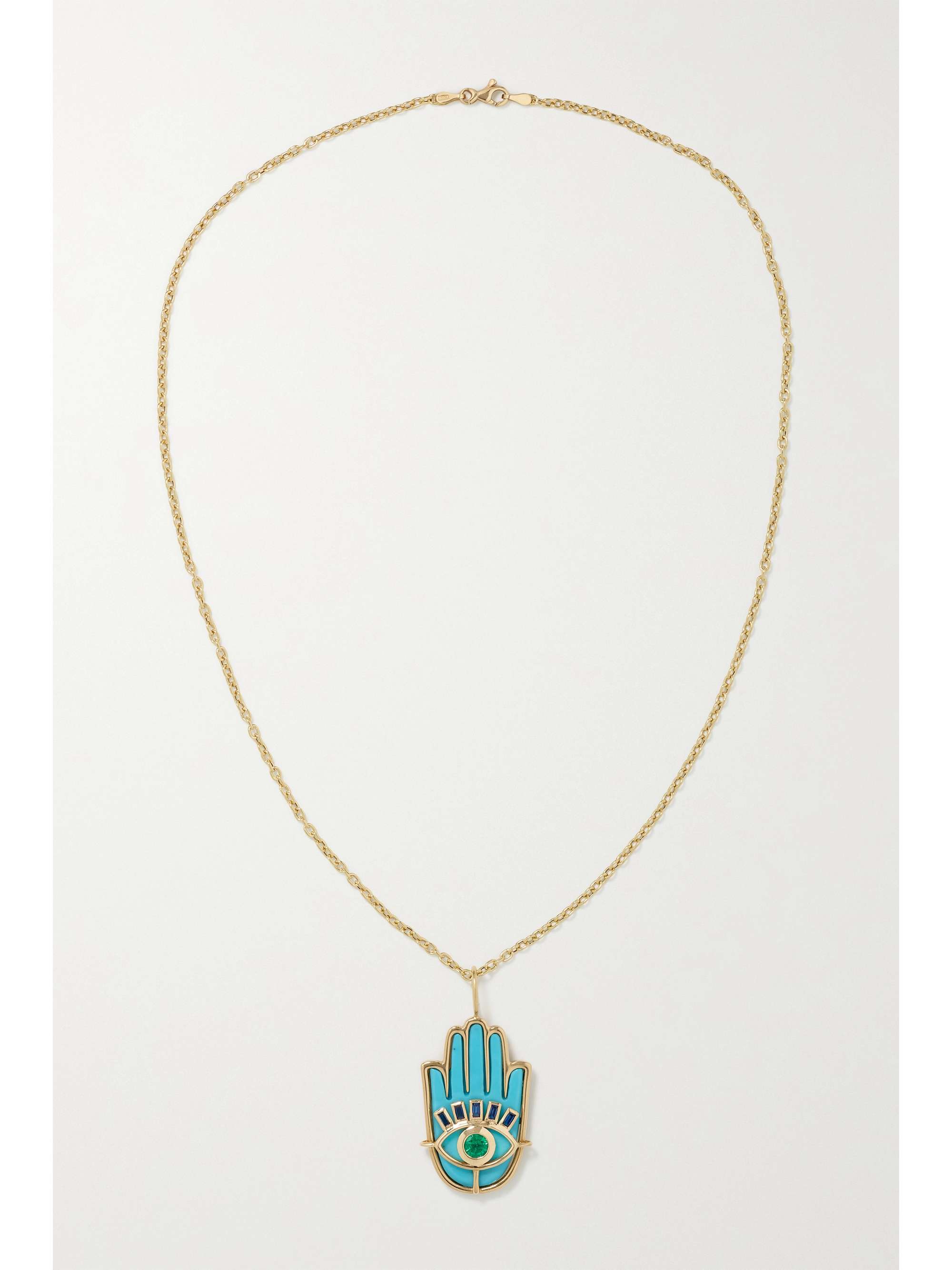 BRENT NEALE Hamsa 18-karat gold multi-stone necklace