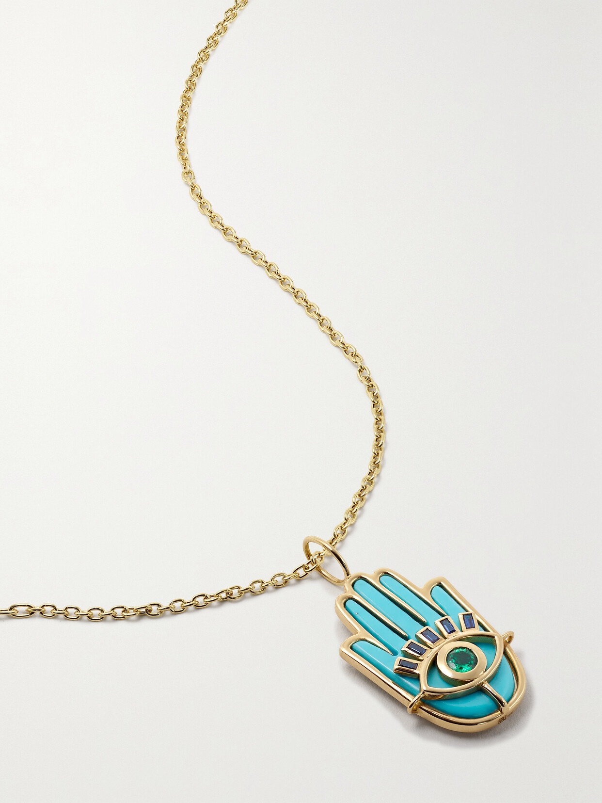 Brent Neale Hamsa 18-karat Gold Multi-stone Necklace In Yg