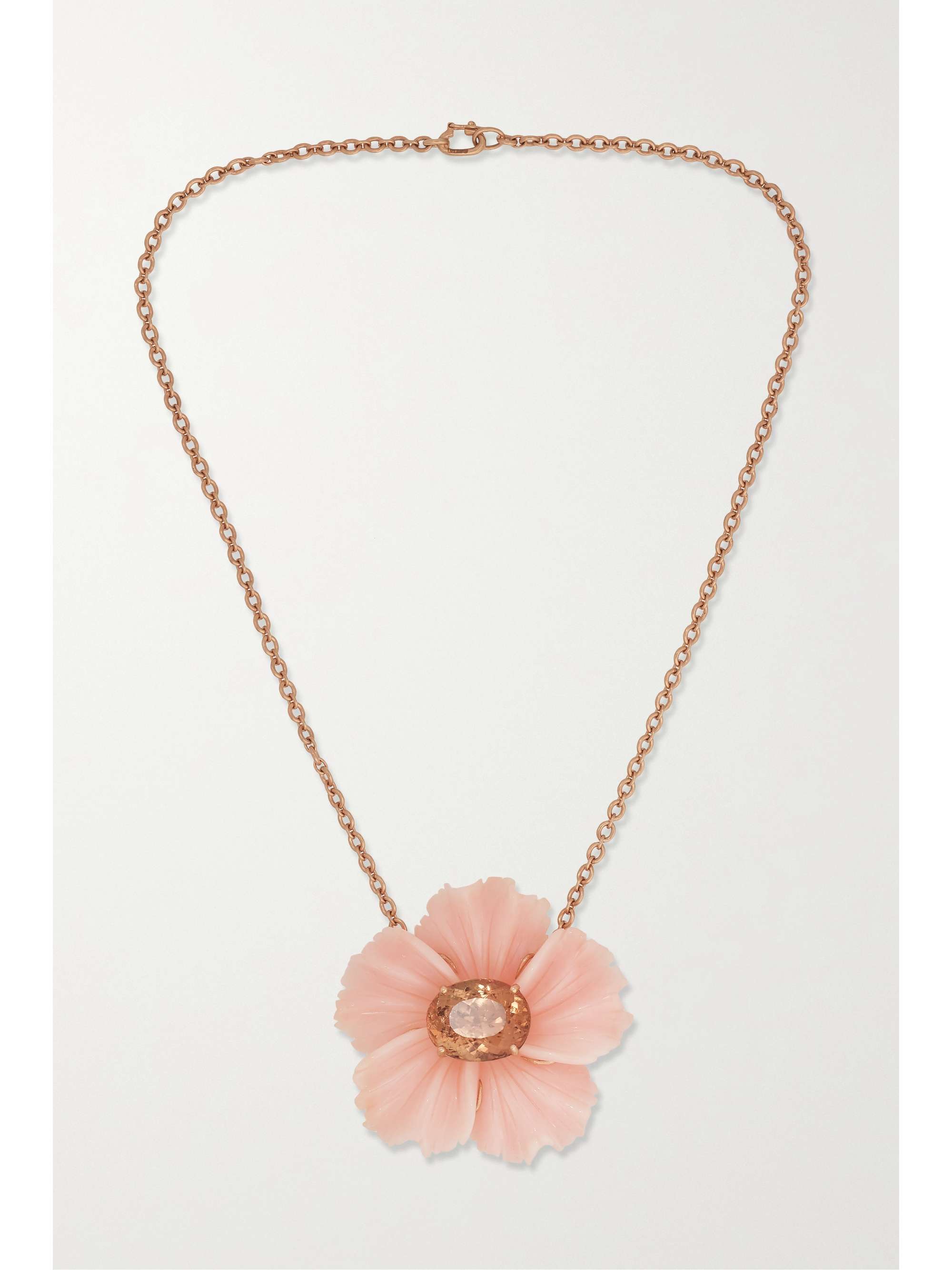 IRENE NEUWIRTH Tropical Flower 18-karat rose gold, opal and tourmaline necklace