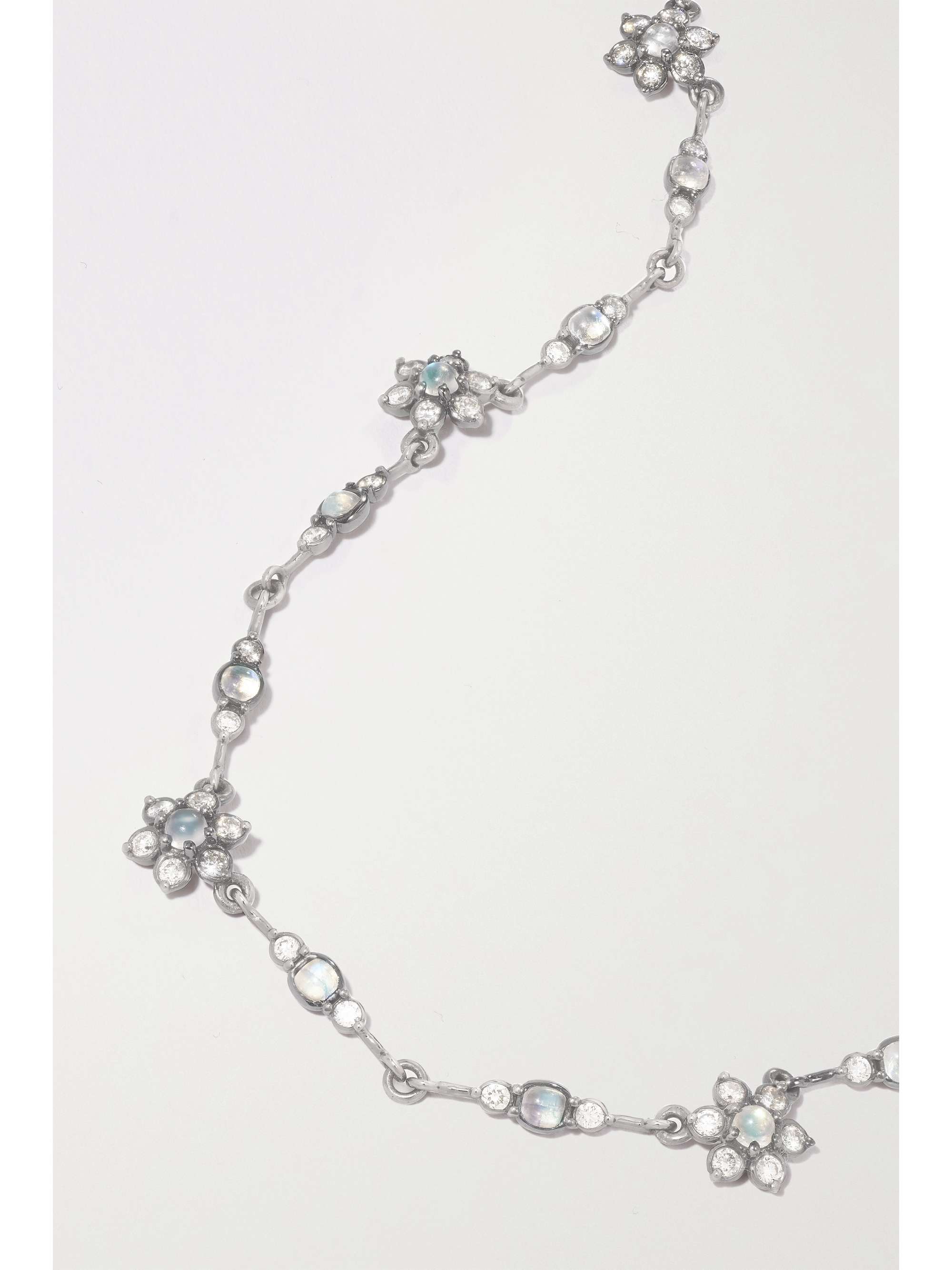 LARKSPUR & HAWK Estrela rhodium-dipped moonstone and diamond necklace