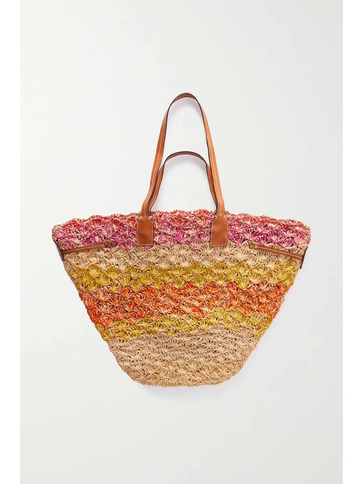 Isabel Marant Coiba Leather-trimmed Woven Raffia Tote In Orange