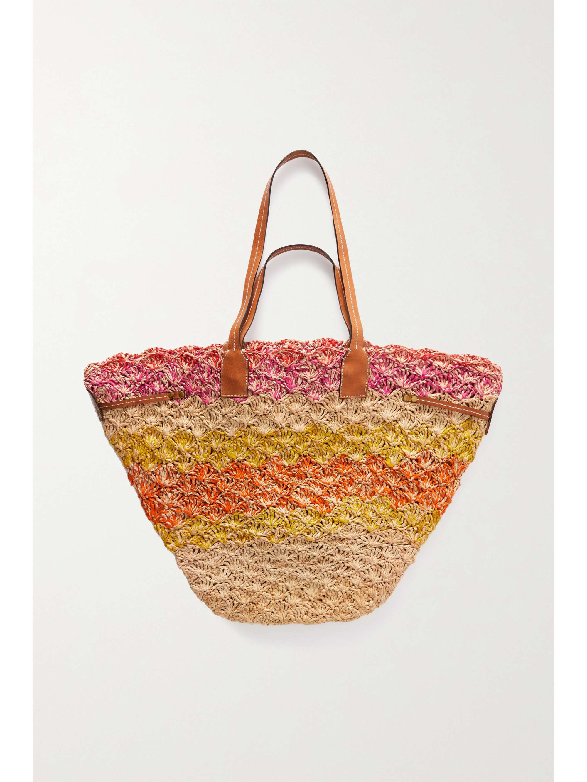 ISABEL MARANT Coiba leather-trimmed woven raffia tote