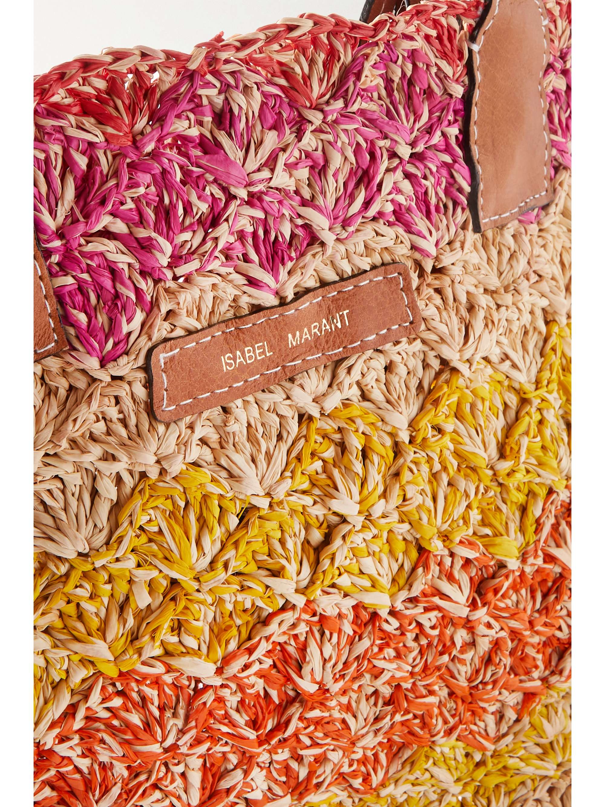 ISABEL MARANT Coiba leather-trimmed woven raffia tote
