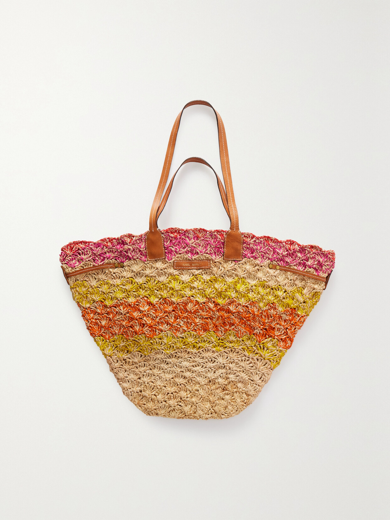 Isabel Marant Coiba Leather-trimmed Woven Raffia Tote In Orange