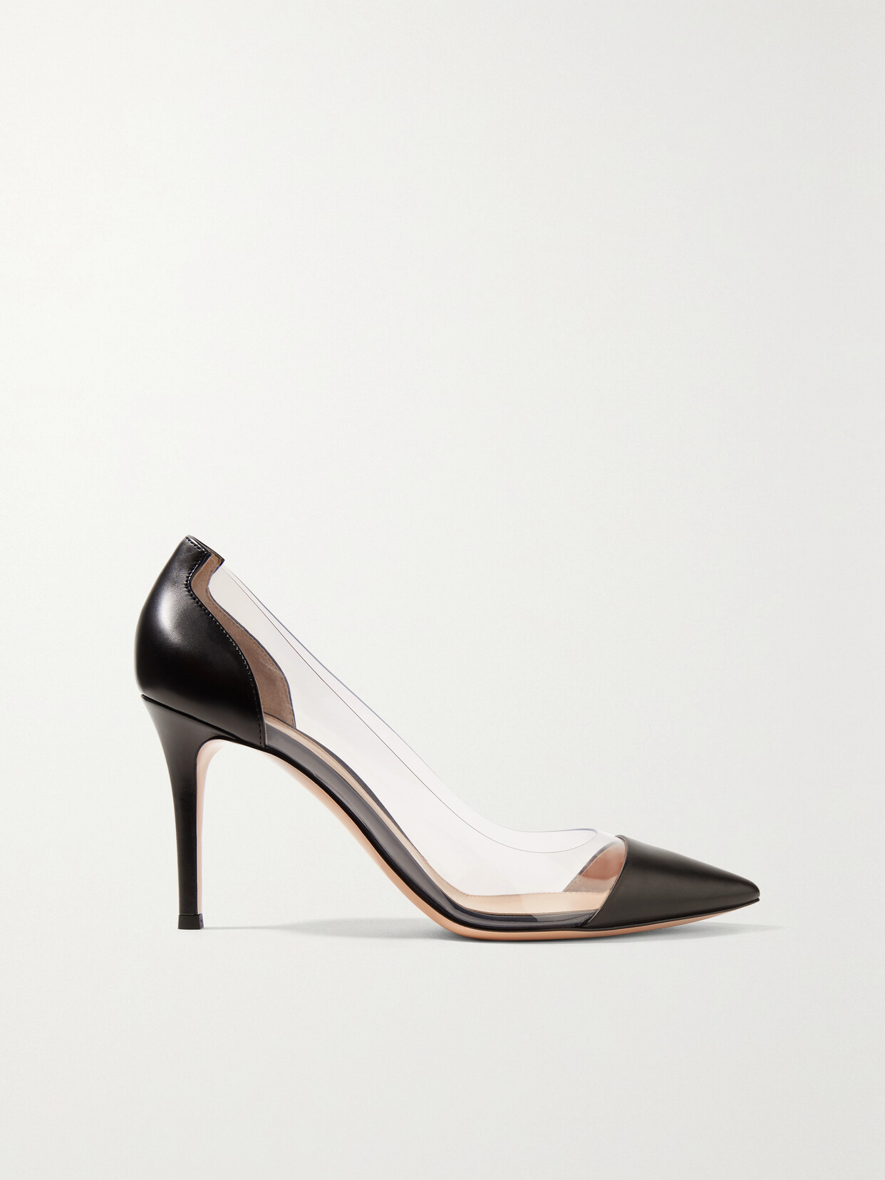 Gianvito Rossi Plexi 85 Leather And Pvc Pumps Black