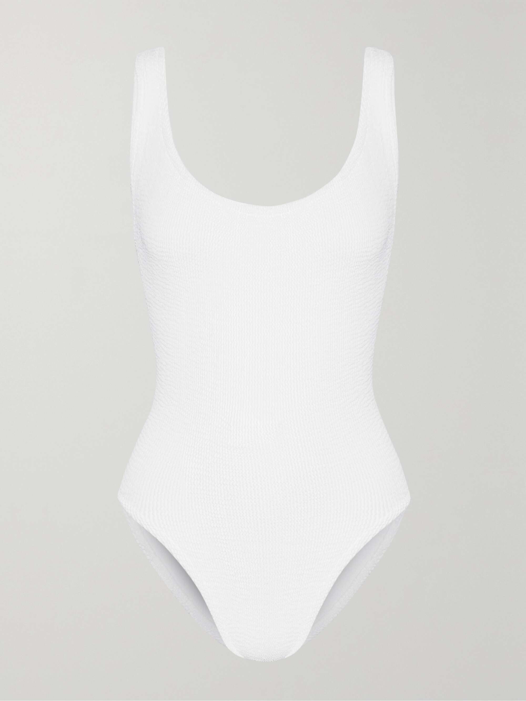 HUNZA G + NET SUSTAIN seersucker swimsuit | NET-A-PORTER