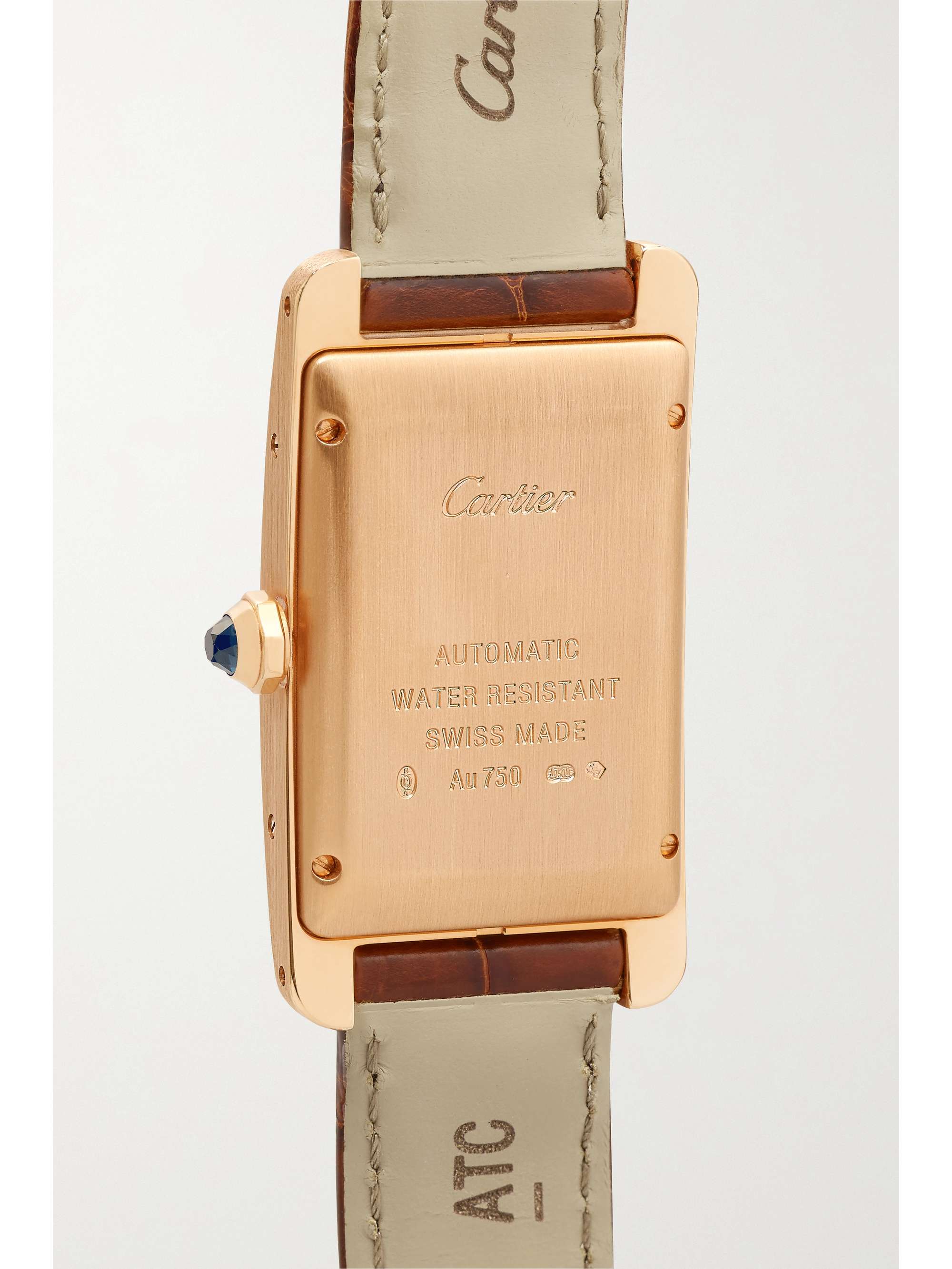 CARTIER Tank Américaine Automatic 22.6mm medium 18-karat rose gold and alligator watch
