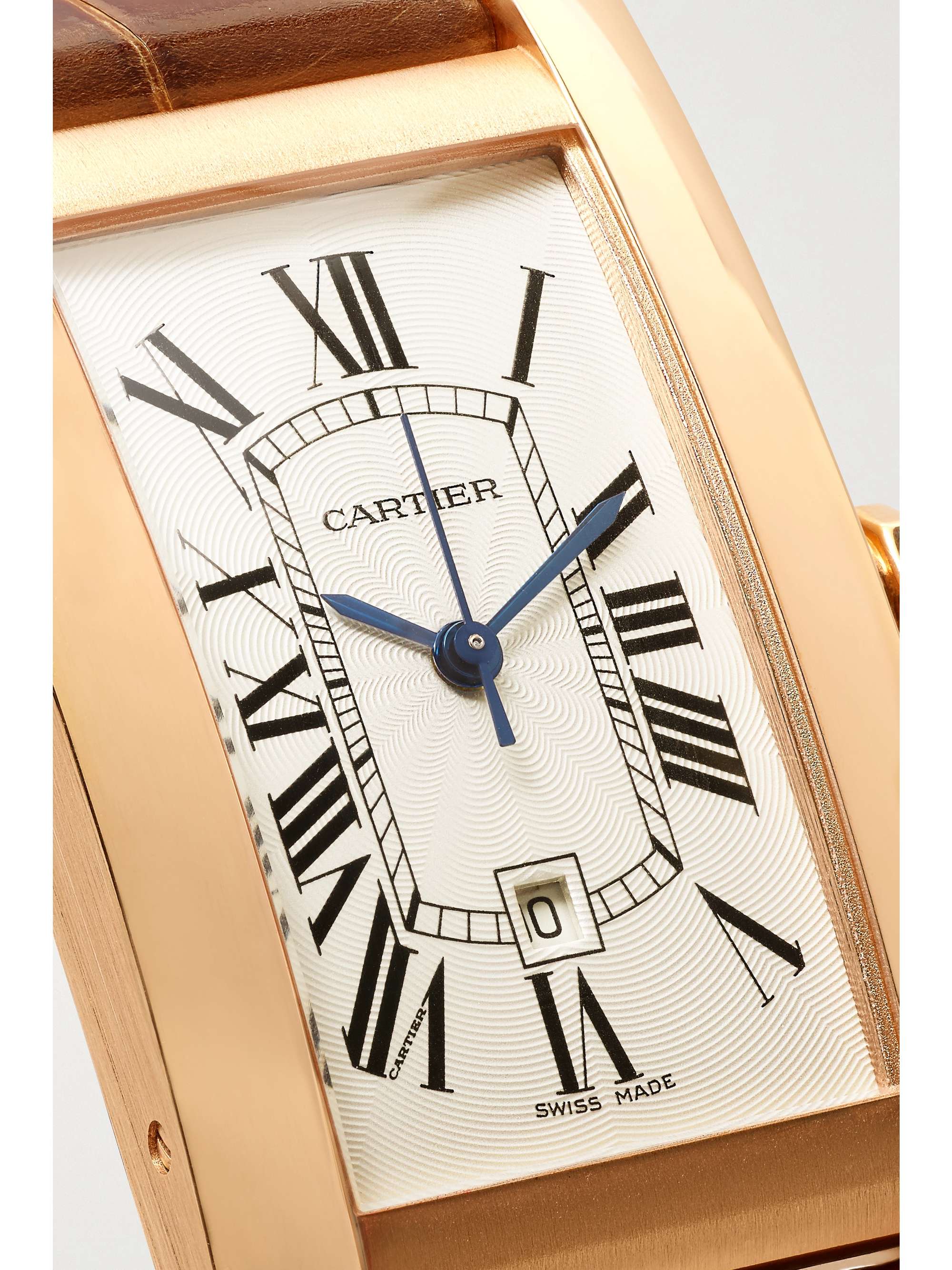 CARTIER Tank Américaine Automatic 22.6mm medium 18-karat rose gold and alligator watch