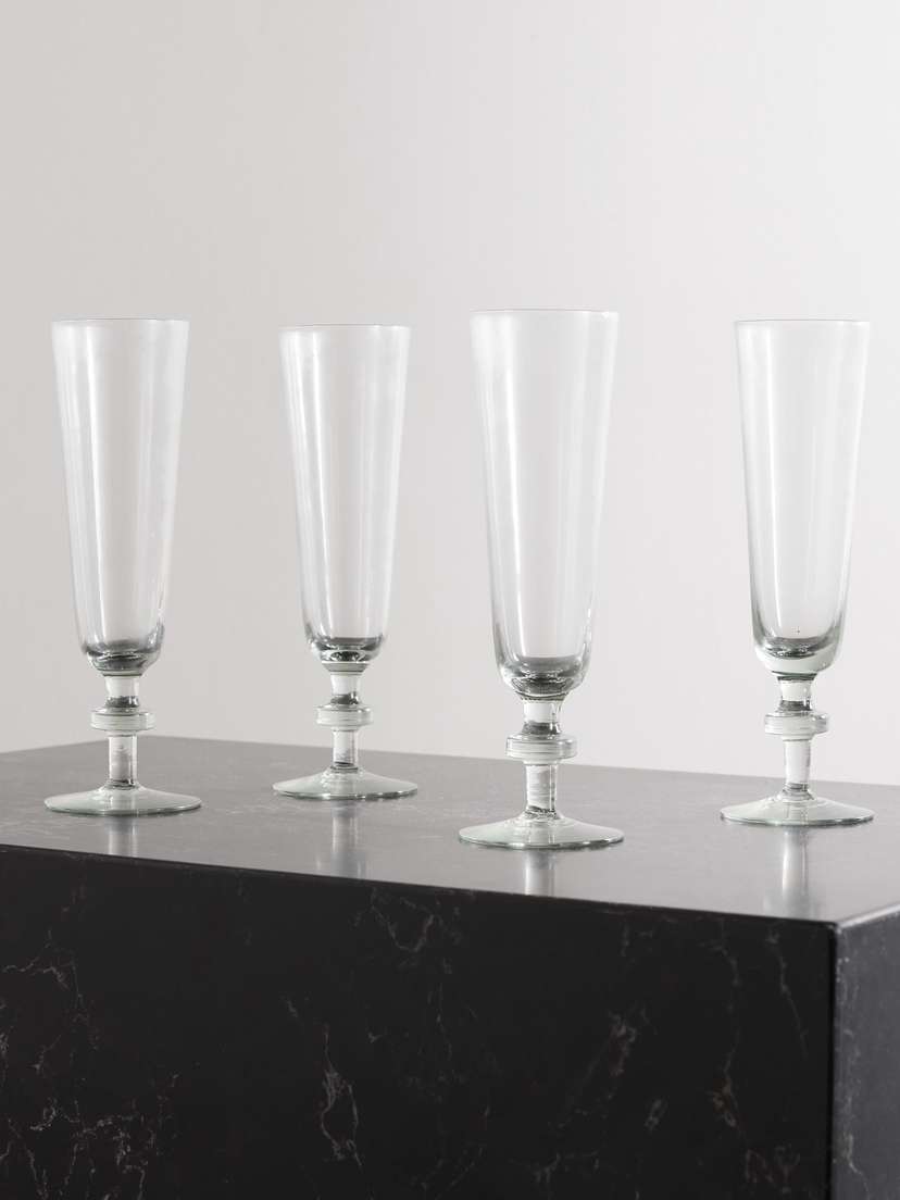 Soho Home Avenell Set Of Four Recycled Glass Champagne Flutes