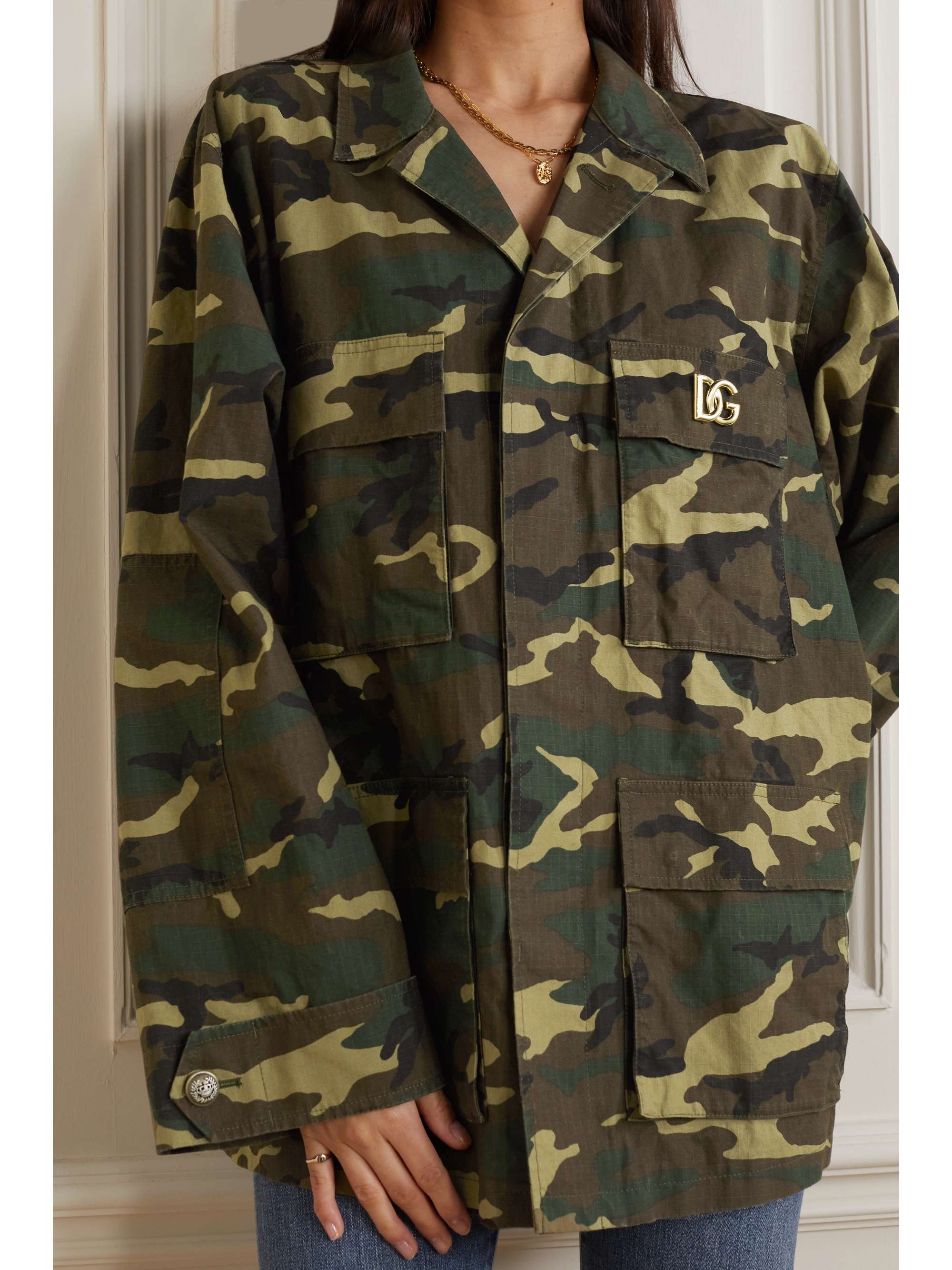 DOLCE & GABBANA Embellished camouflageprint cottonripstop jacket