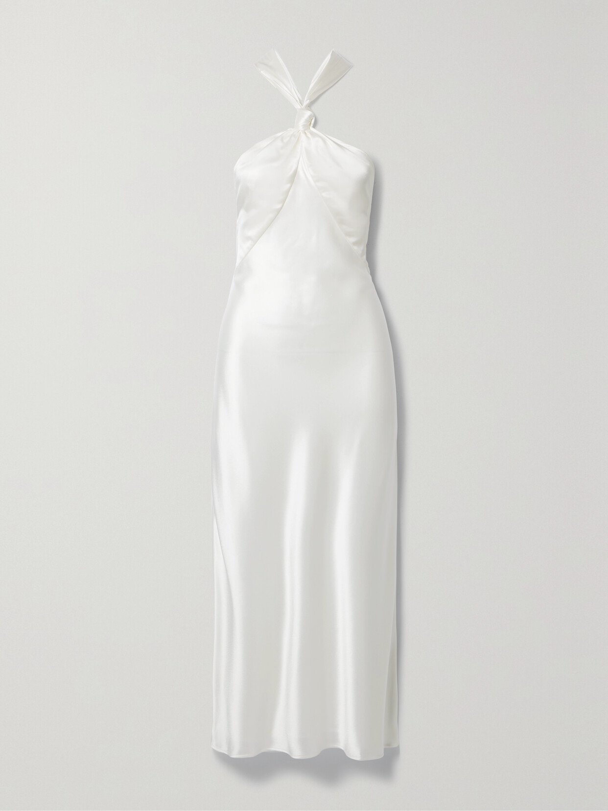 Galvan Santorini Draped Satin Halterneck Gown - White