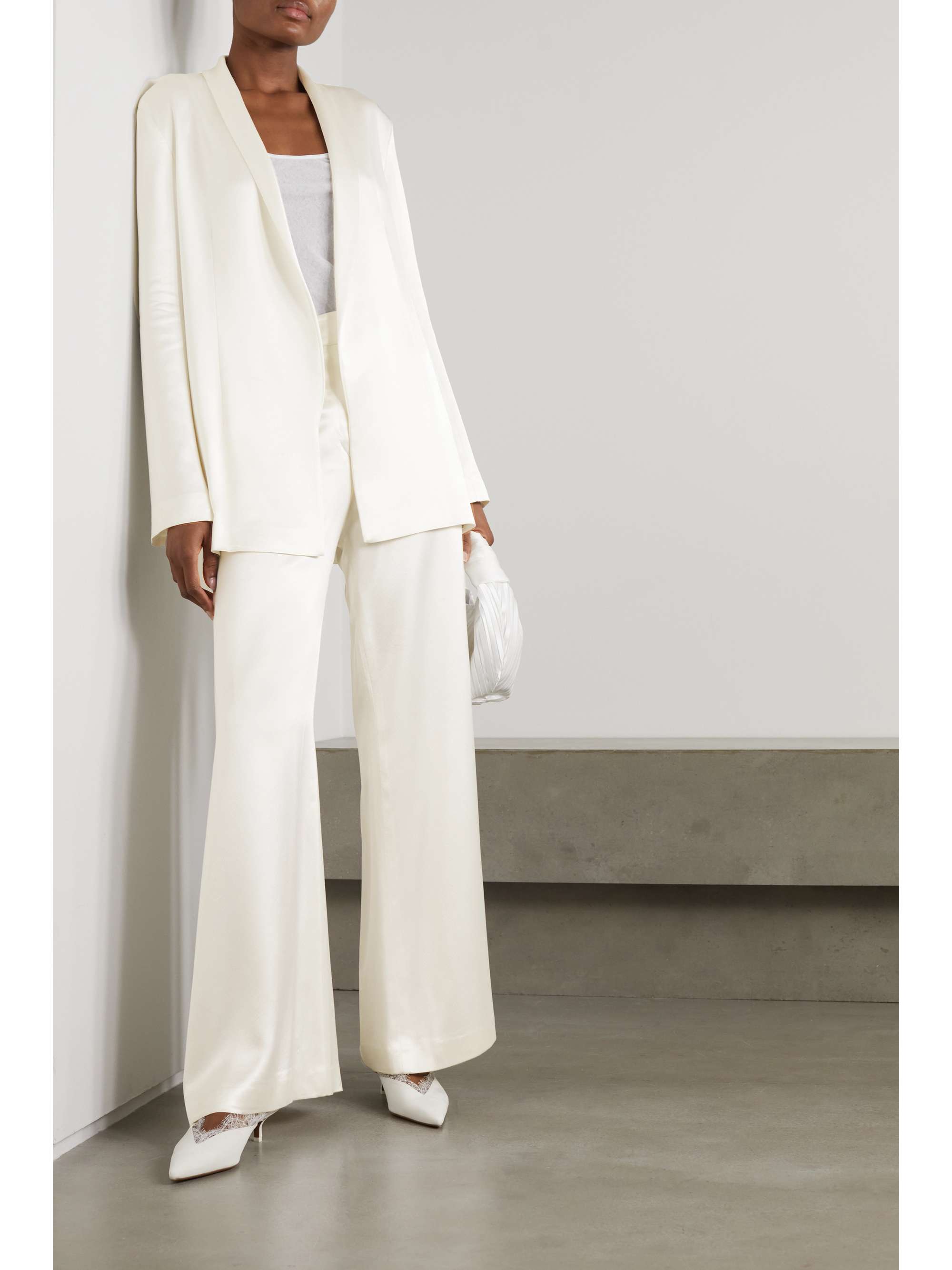 White satin best sale blazer