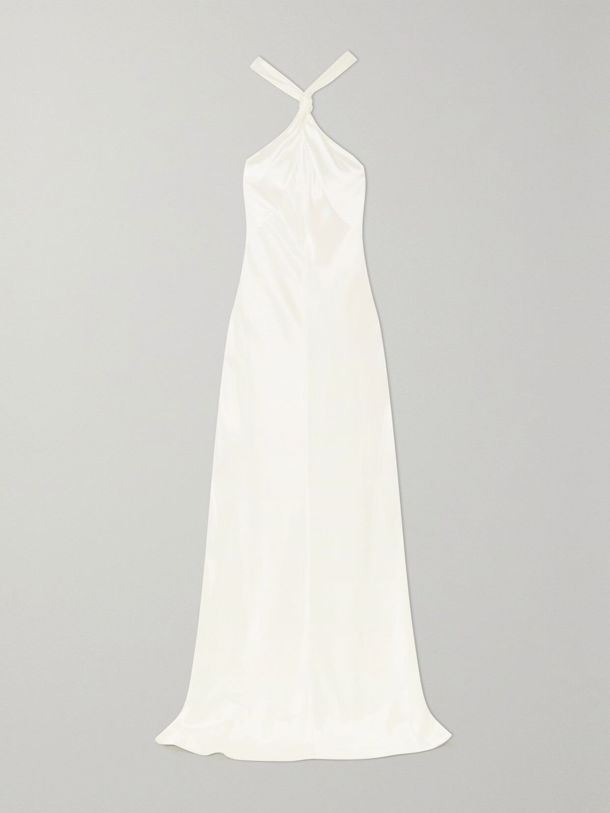 Galvan Santorini Twisted Halterneck Silk-satin Gown In White