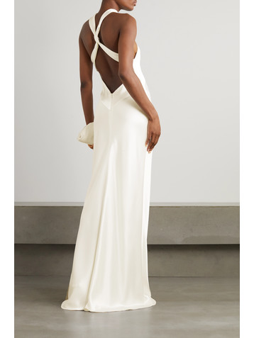 Galvan Santorini twisted halterneck silk-satin gown