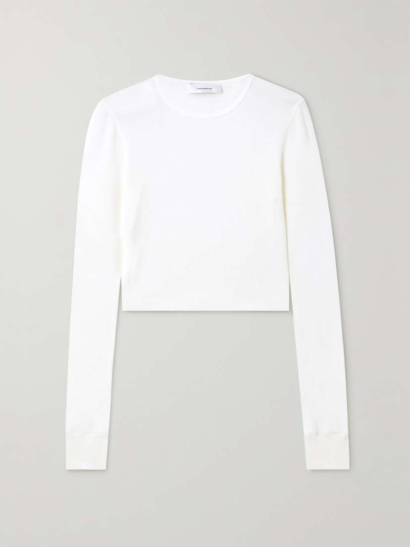 Wardrobe.NYC + Hailey Bieber Cropped Cotton-blend Top