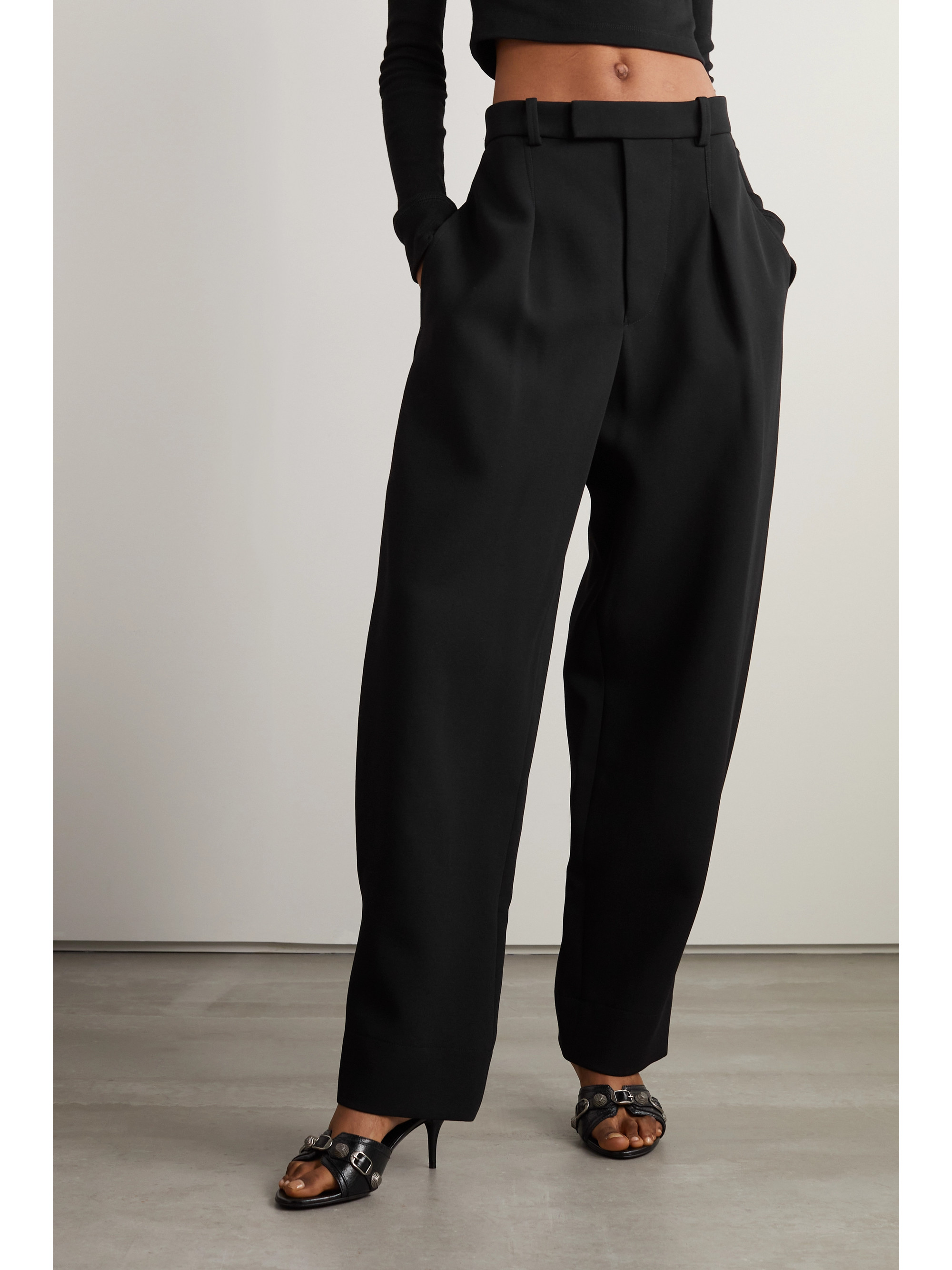 Wardrobe.NYC - + Hailey Bieber pleated wool wide-leg pants