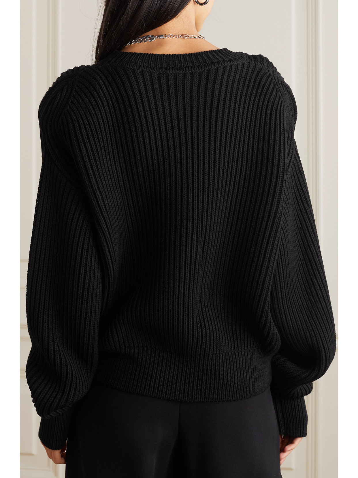 Shop Wardrobe.nyc + Hailey Bieber Ribbed Wool Sweater In Black