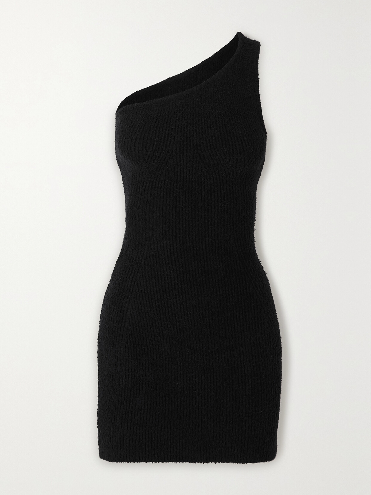 WARDROBE. NYC - + Hailey Bieber One-shoulder Ribbed Cotton-blend Mini Dress - Black