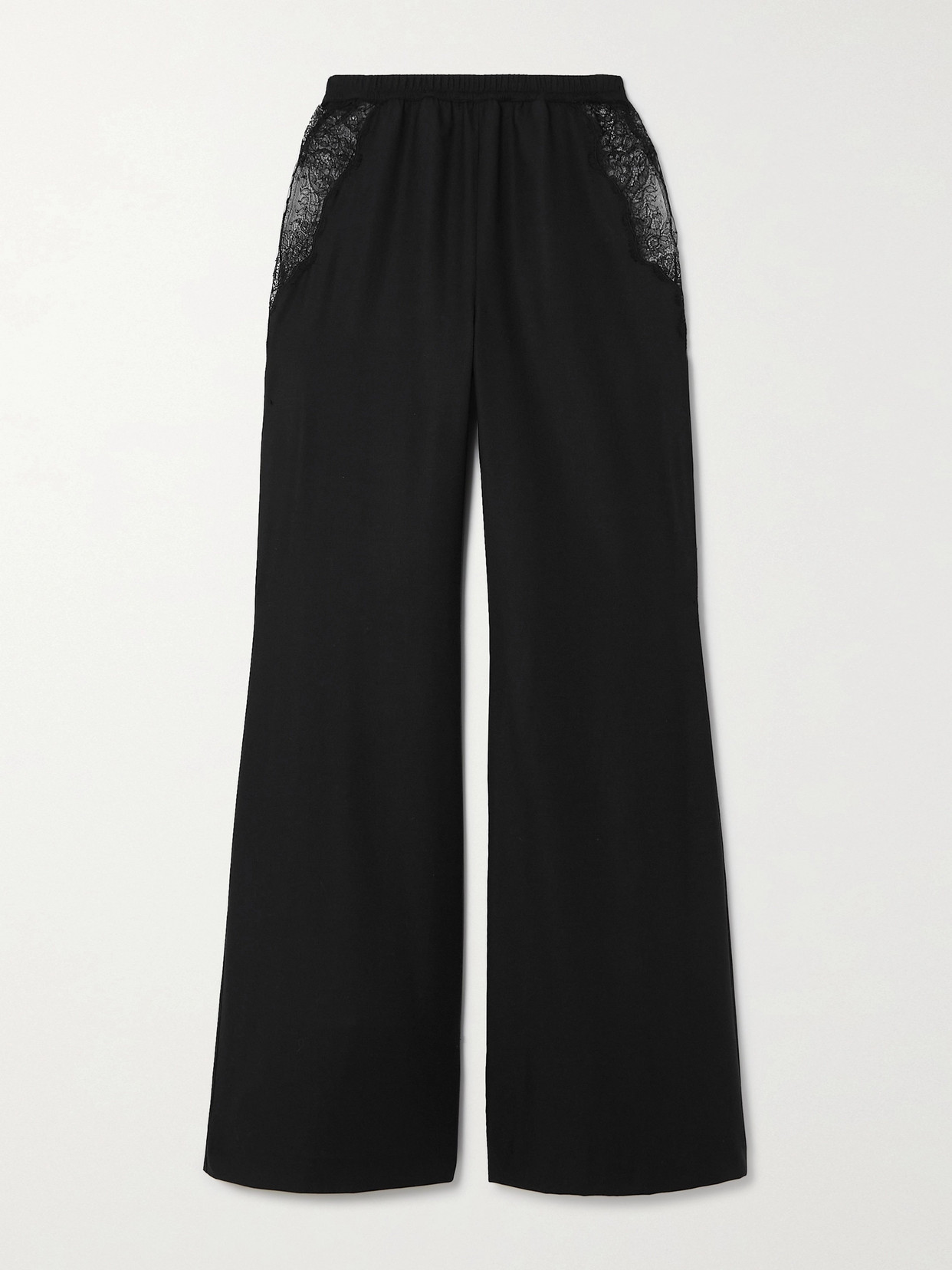 Gabriela Hearst Enrica Lace-trimmed Cashmere Wide-leg Pants In Black