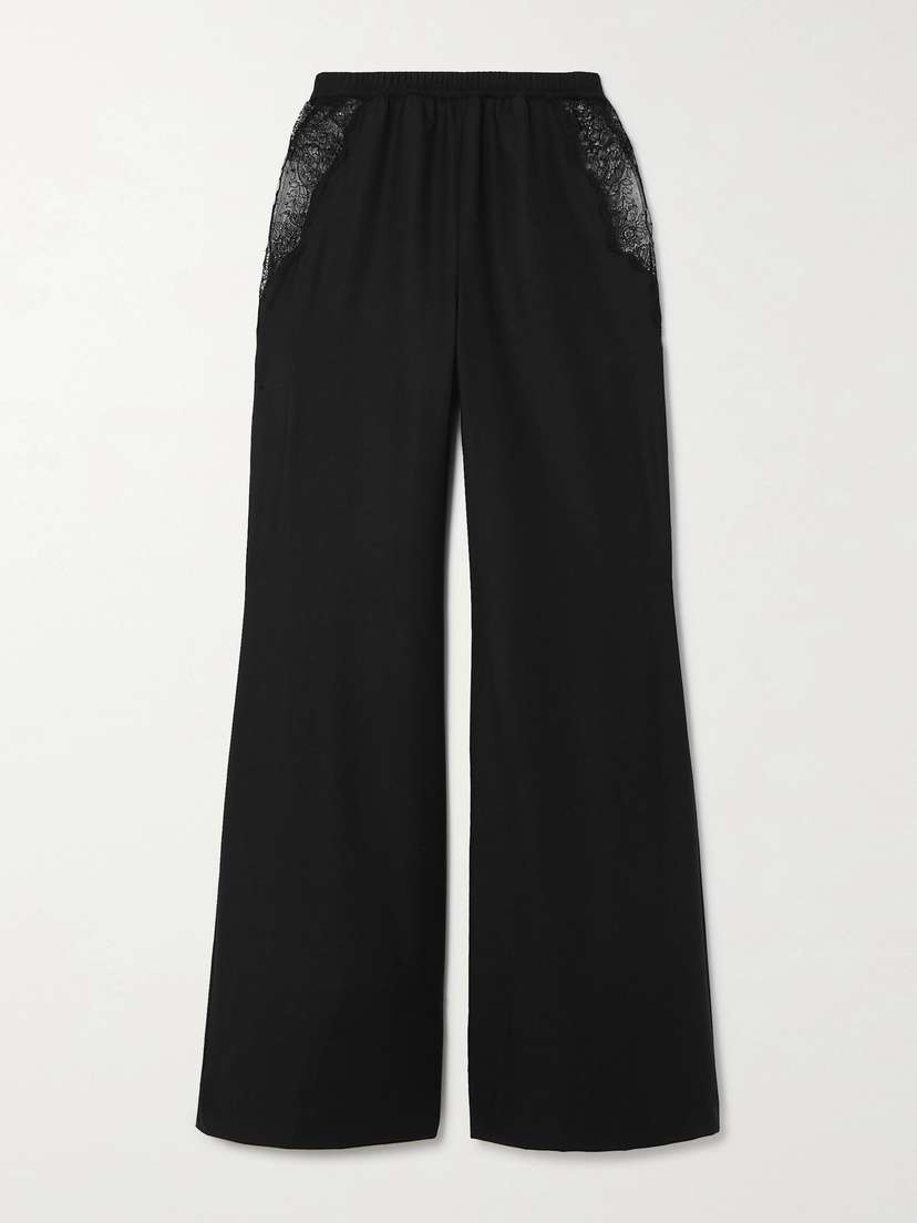 Gabriela Hearst Enrica Lace-trimmed Cashmere Wide-leg Pants