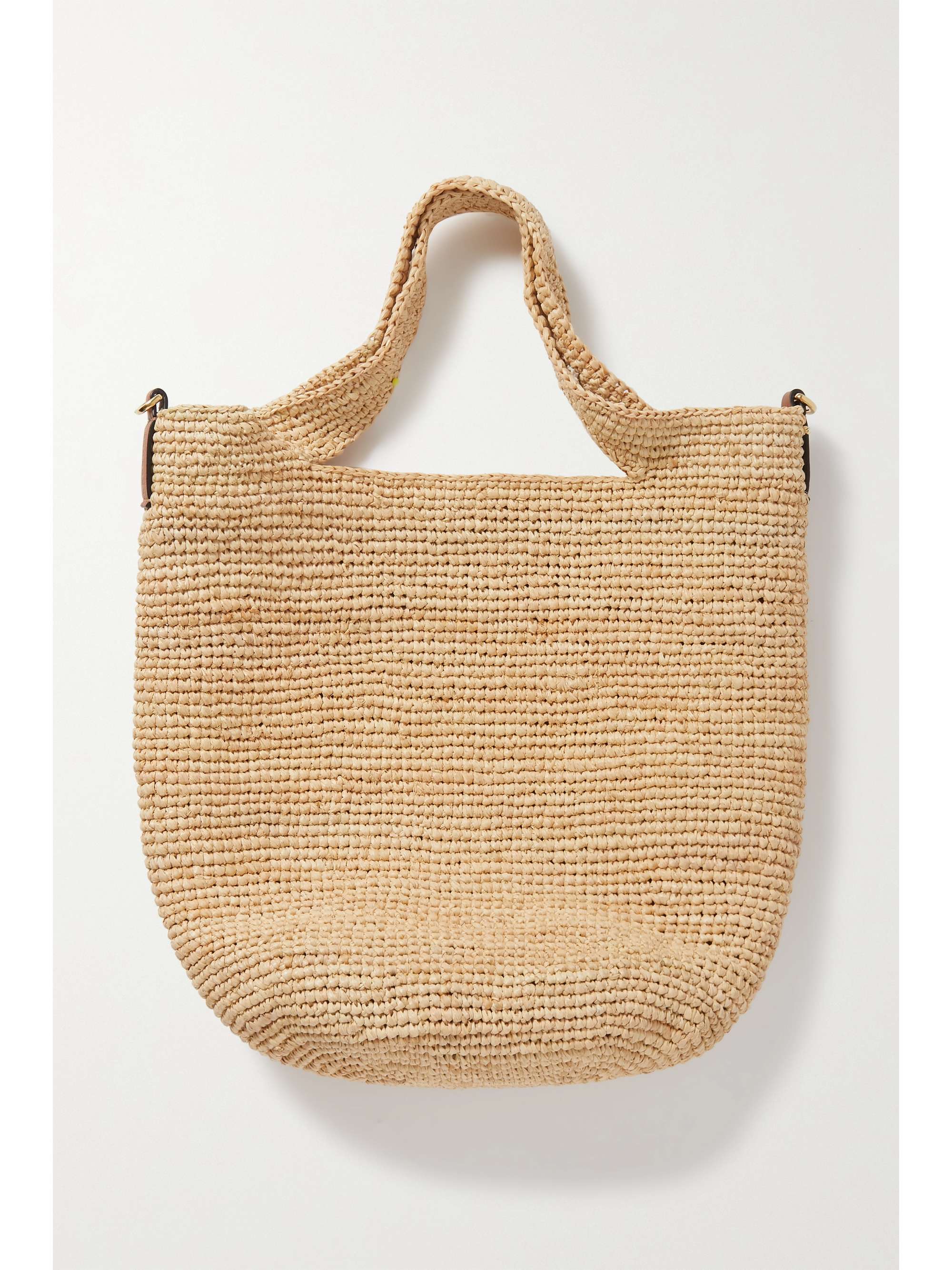 LOEWE + Paula's Ibiza Slit mini leather-trimmed raffia tote