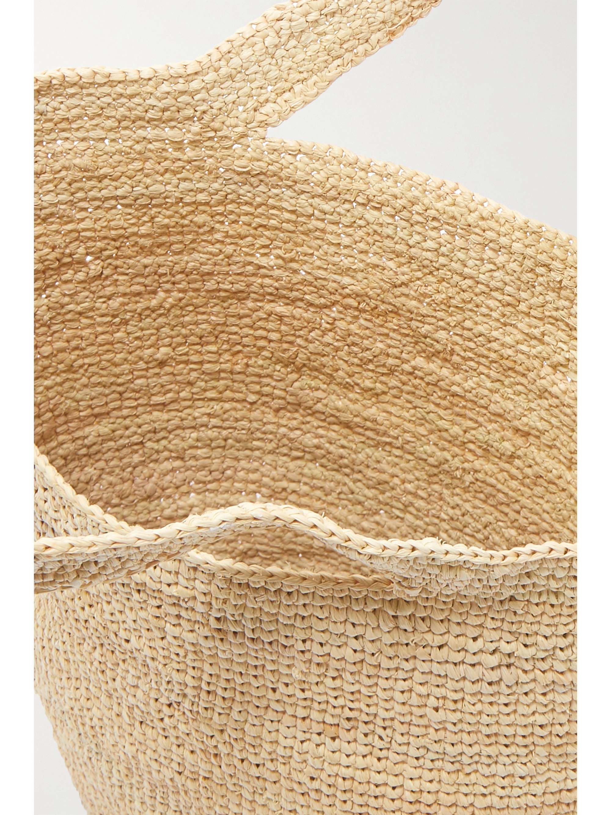 LOEWE + Paula's Ibiza Slit mini leather-trimmed raffia tote