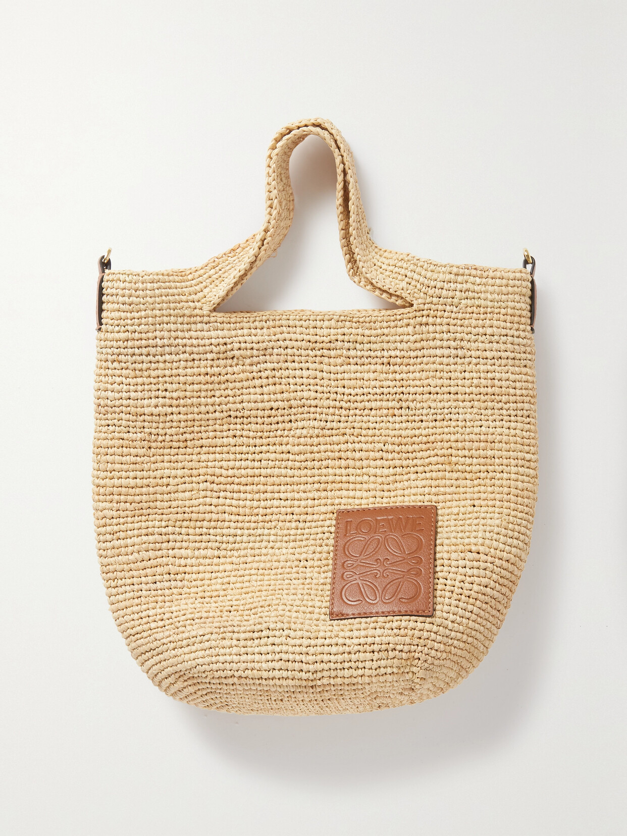 Loewe + Paula's Ibiza Slit Mini Leather-trimmed Raffia Tote In Brown