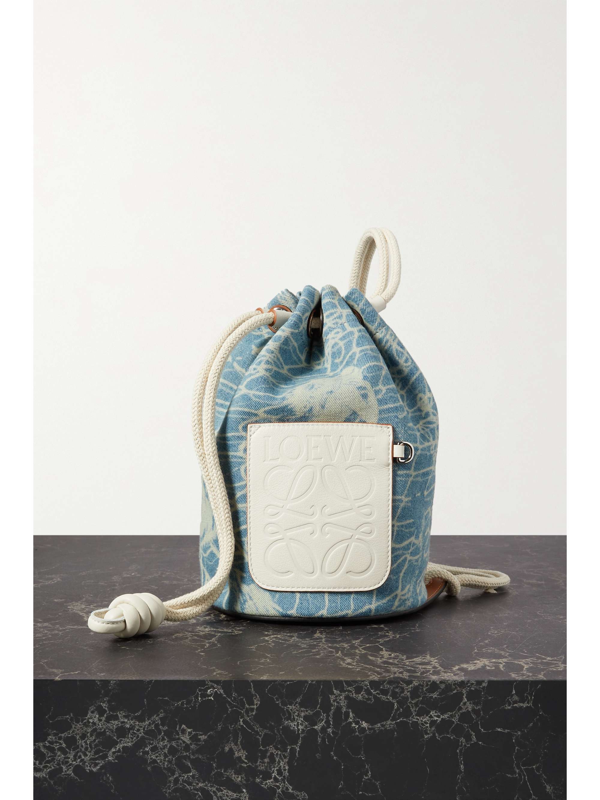 printed denim bucket bag | LOEWE | NET 