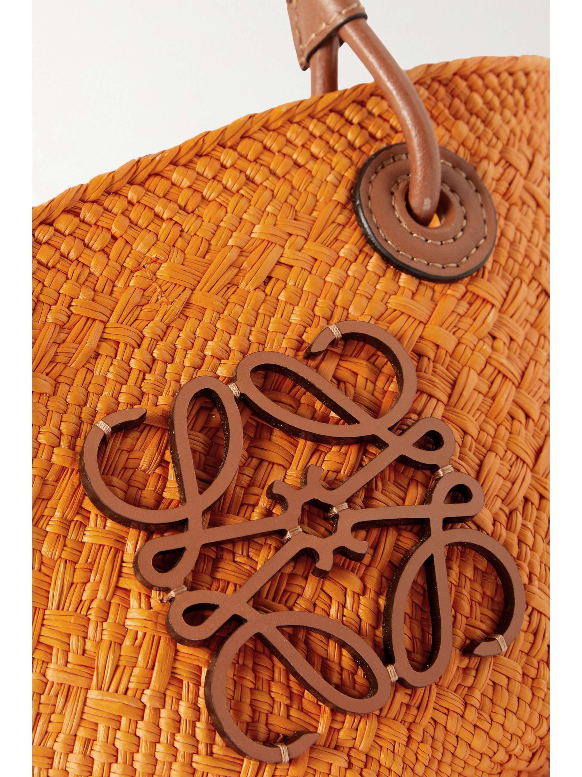 LOEWE + Paula's Ibiza mini leather-trimmed woven raffia tote