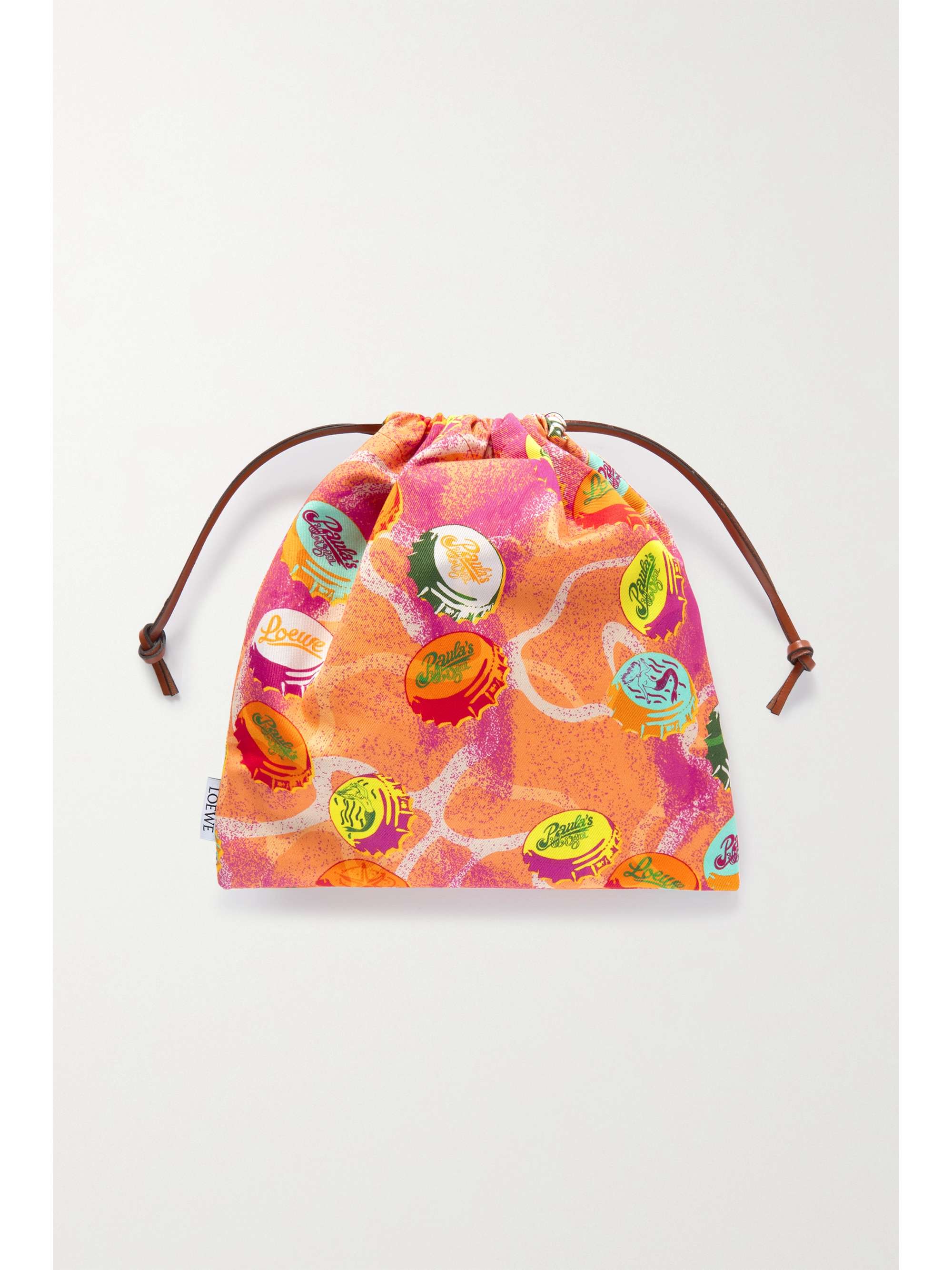 LOEWE + Paula's Ibiza leather-trimmed printed cotton-canvas pouch