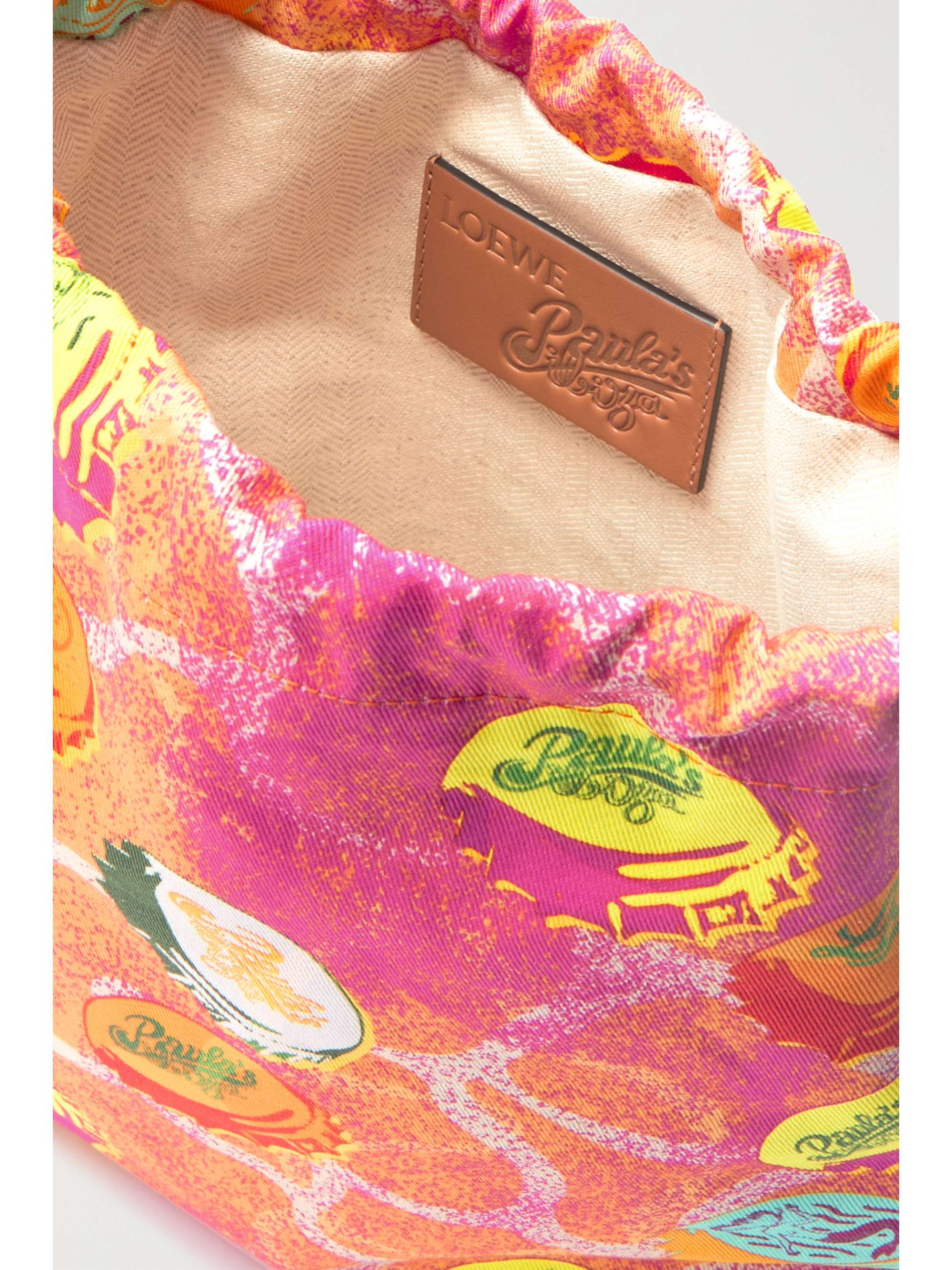 LOEWE + Paula's Ibiza leather-trimmed printed cotton-canvas pouch