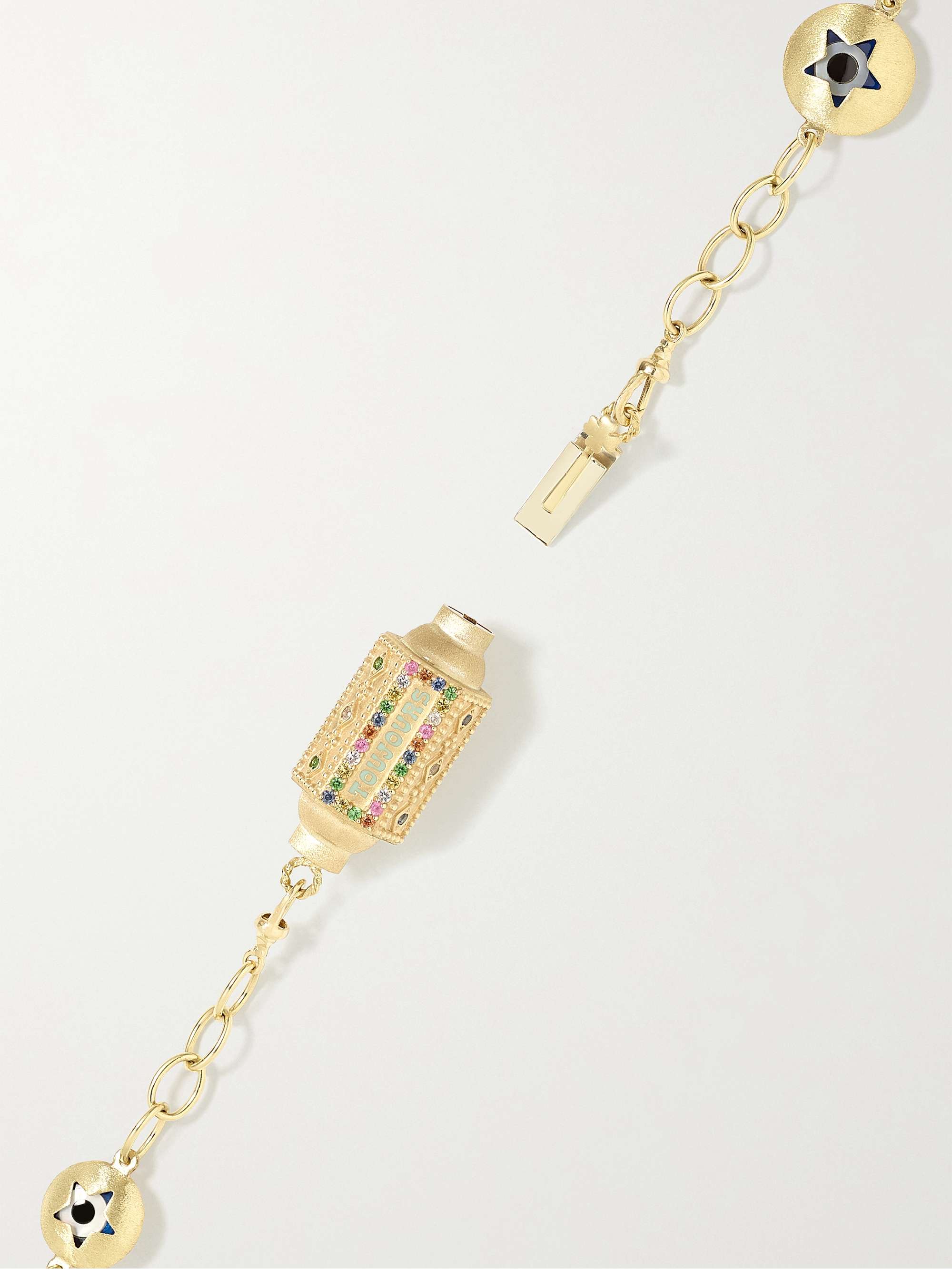 MARIE LICHTENBERG Toujours Locket 14- and 9-karat gold, multi-stone and enamel necklace