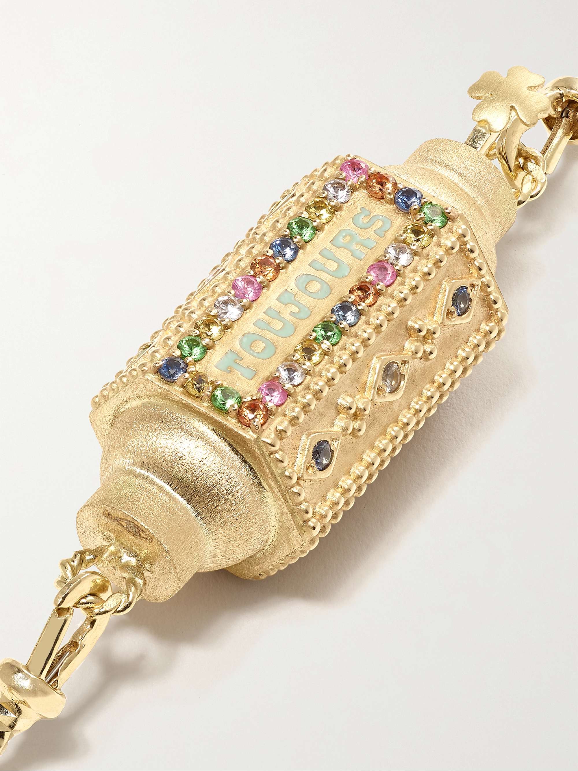 MARIE LICHTENBERG Toujours Locket 14- and 9-karat gold, multi-stone and enamel necklace