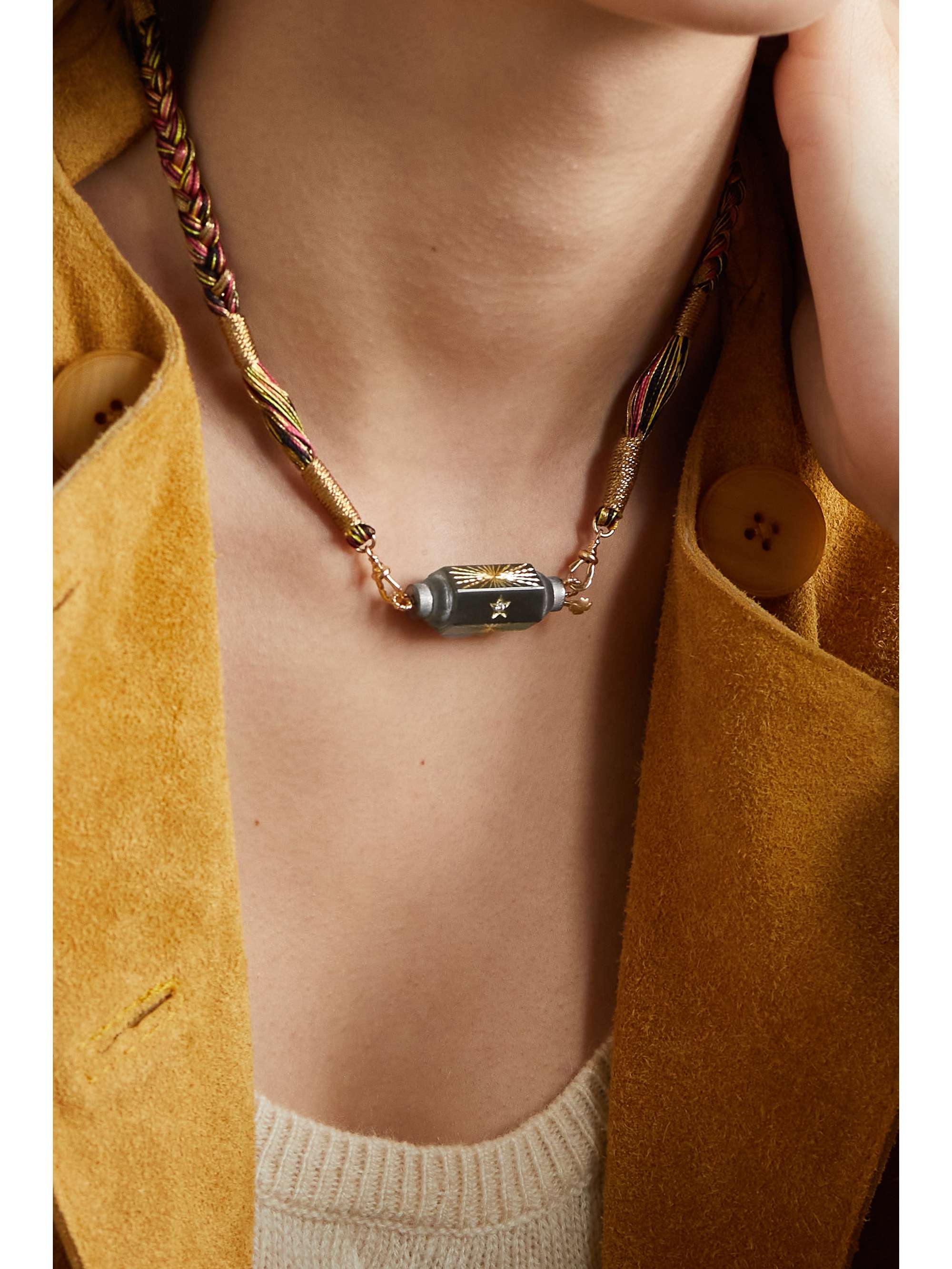 MARIE LICHTENBERG Shining Star Locket convertible rhodium-plated 9- and 14-karat gold, diamond and pearl necklace