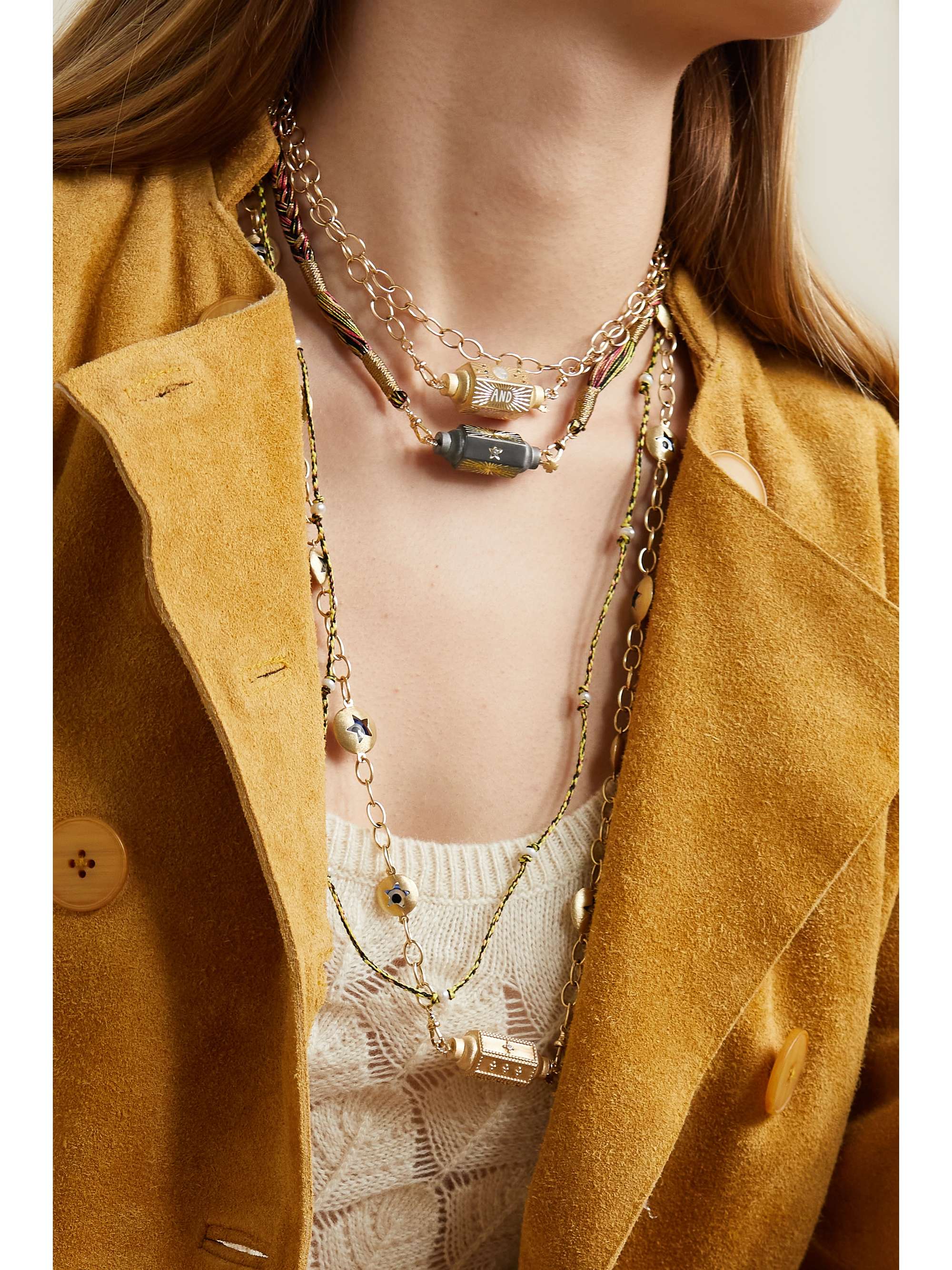 MARIE LICHTENBERG Shining Star Locket convertible rhodium-plated 9- and 14-karat gold, diamond and pearl necklace