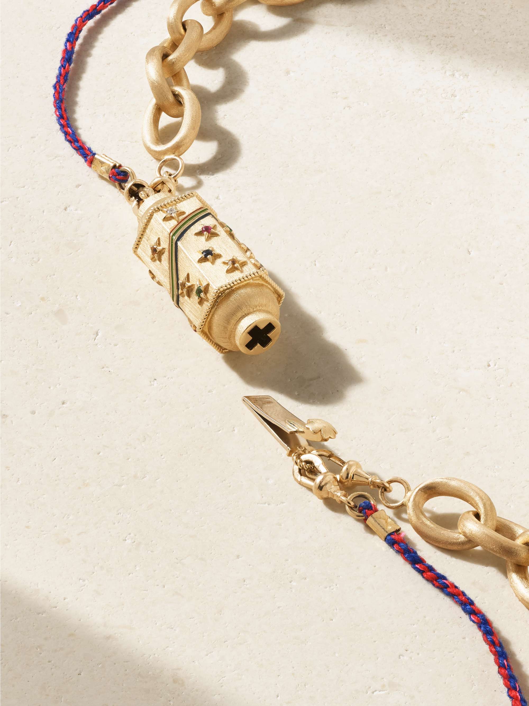 MARIE LICHTENBERG Rainbow Star Locket 14-karat gold multi-stone necklace