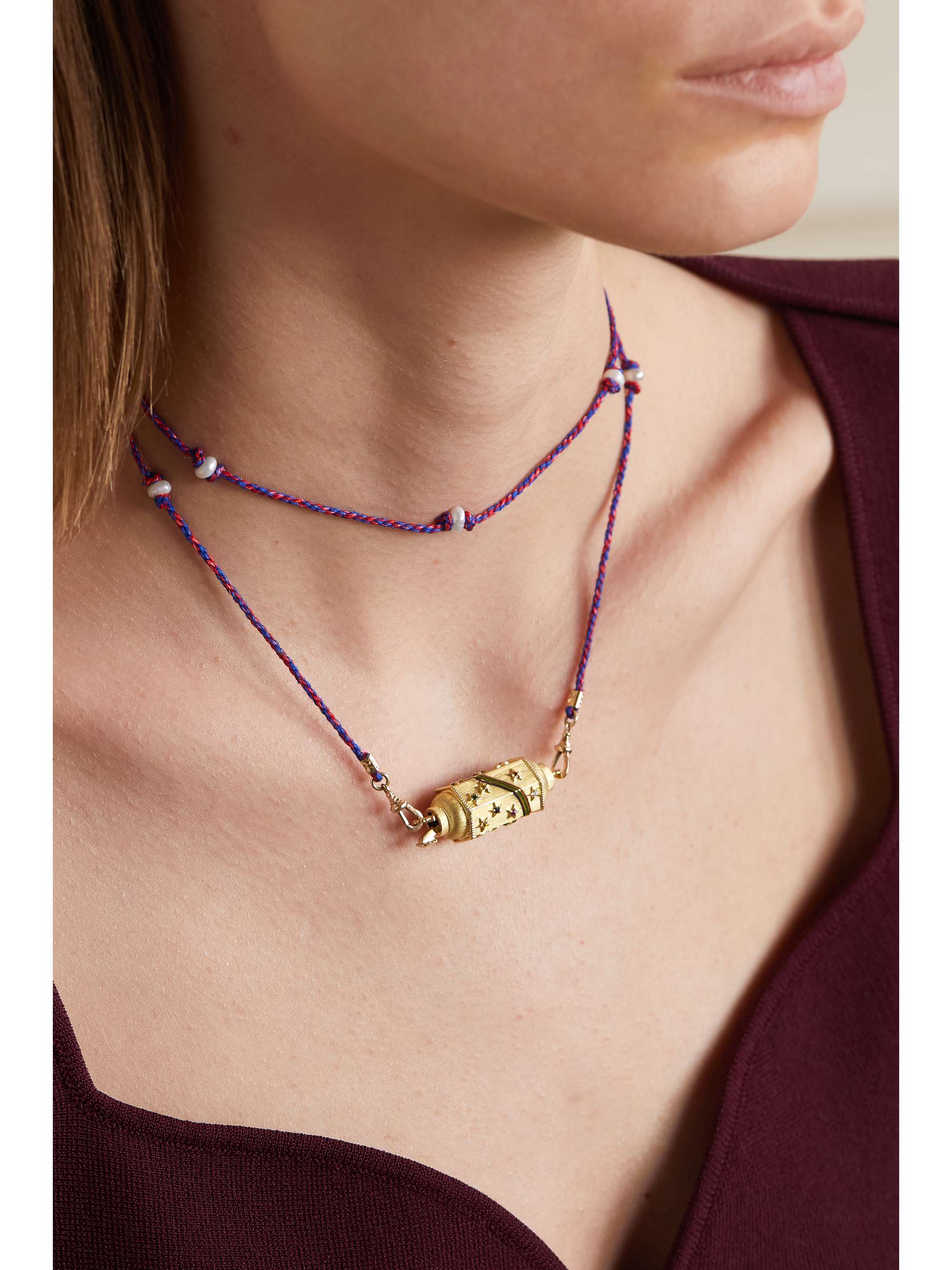 MARIE LICHTENBERG Rainbow Star Locket 14-karat gold multi-stone necklace