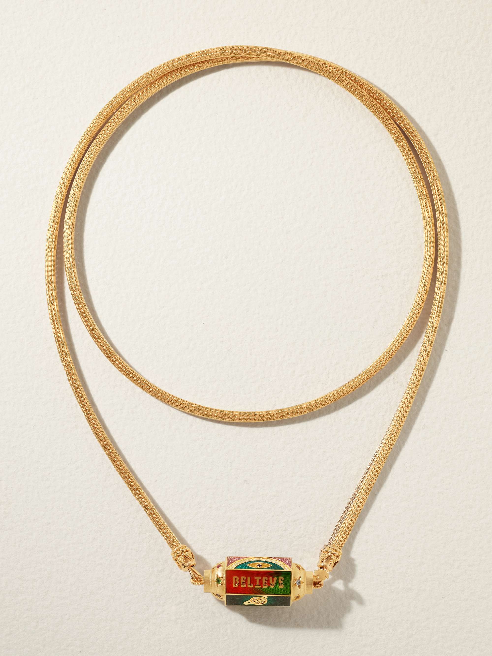 MARIE LICHTENBERG Believe 18-karat gold, enamel multi-stone necklace
