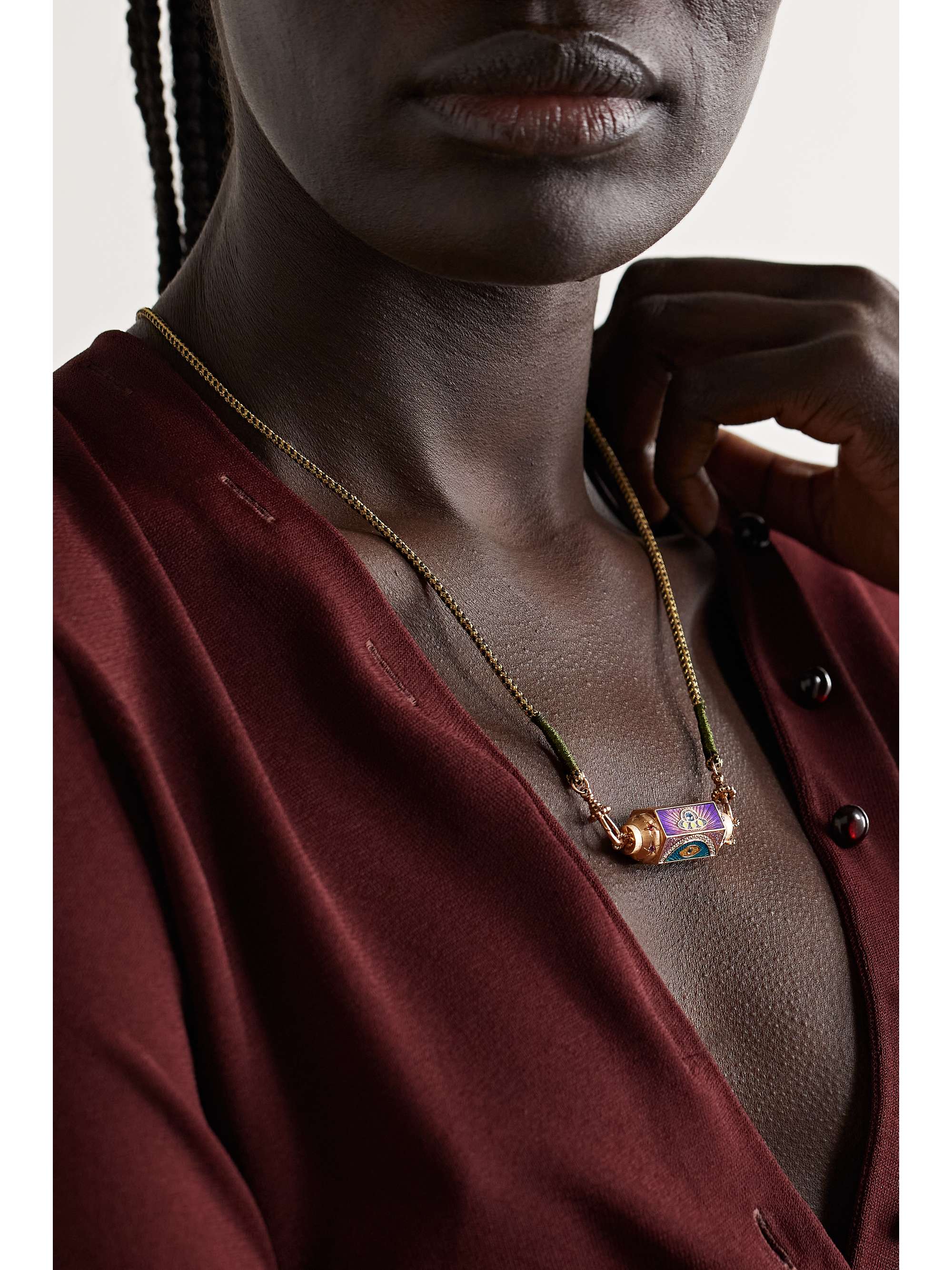 MARIE LICHTENBERG Believe 18-karat gold, enamel multi-stone necklace